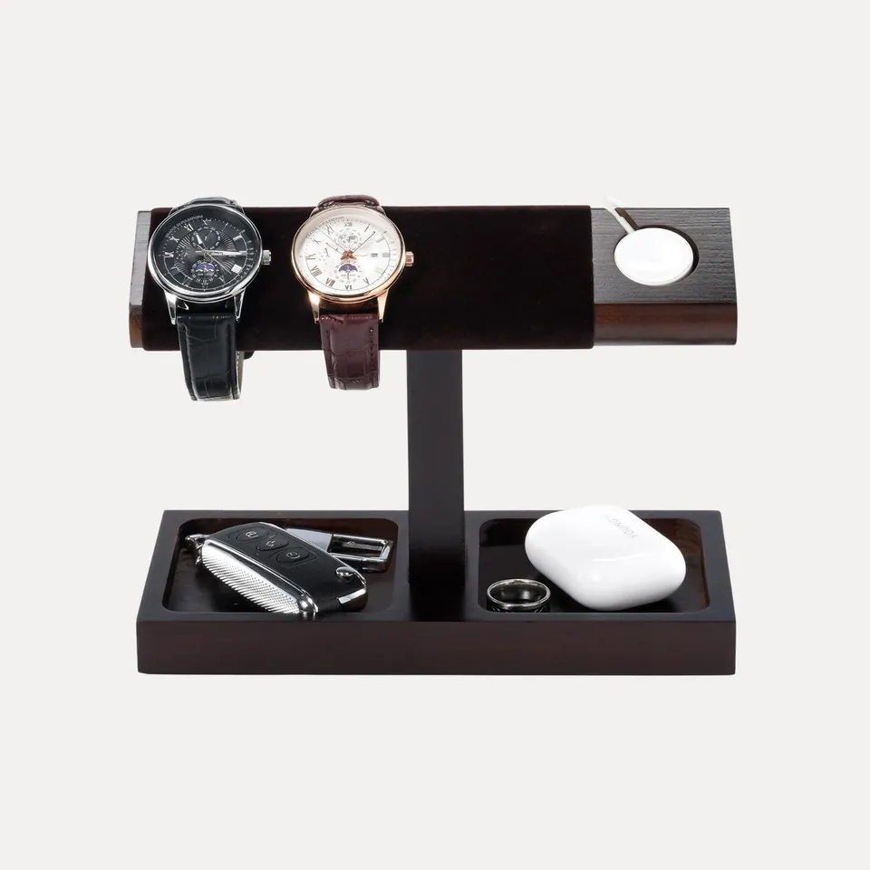 Lolalet Watch Box Uhrenständer Dunkelbraun 4 Uhren Holz