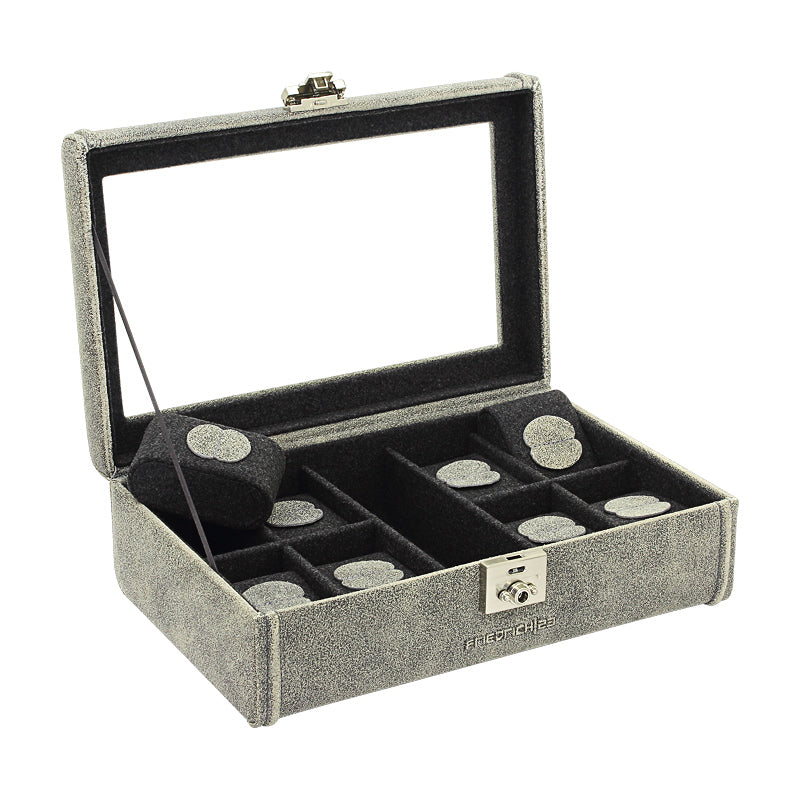 Friedrich 23 Cubano Uhrenbox 8 Uhren Leder Glasdeckel Braun