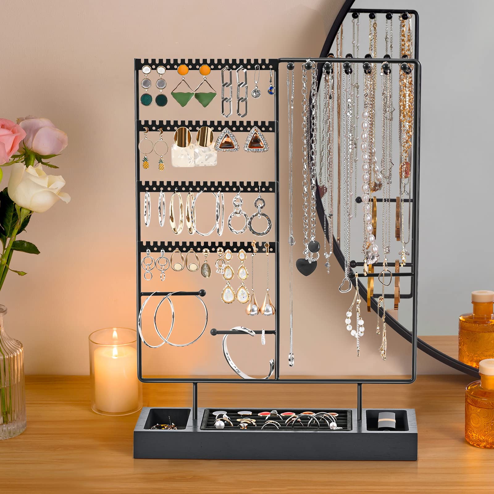 Lolalet Jewelry Stand Ohrringbaum Weiß Holz 144 Löcher