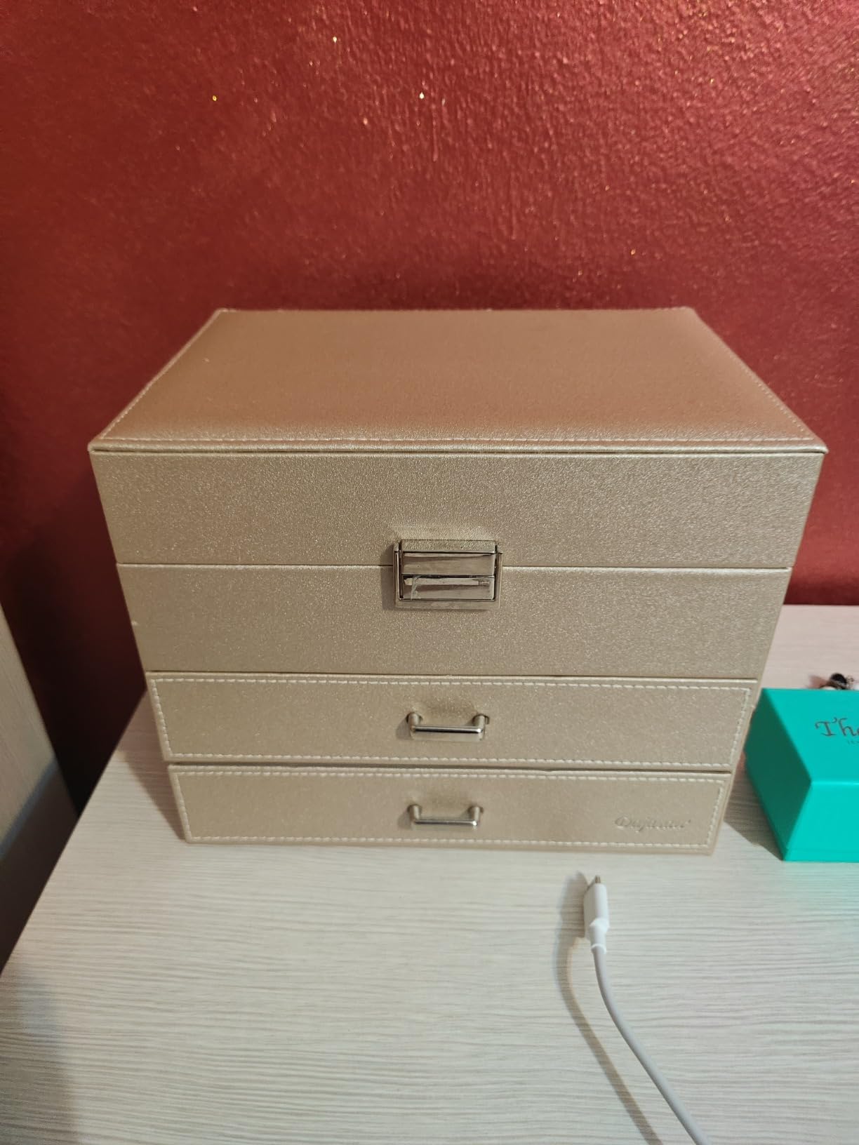 Dajasan Large Jewelry Box Schmuckkästchen Champagner 4 Ebenen