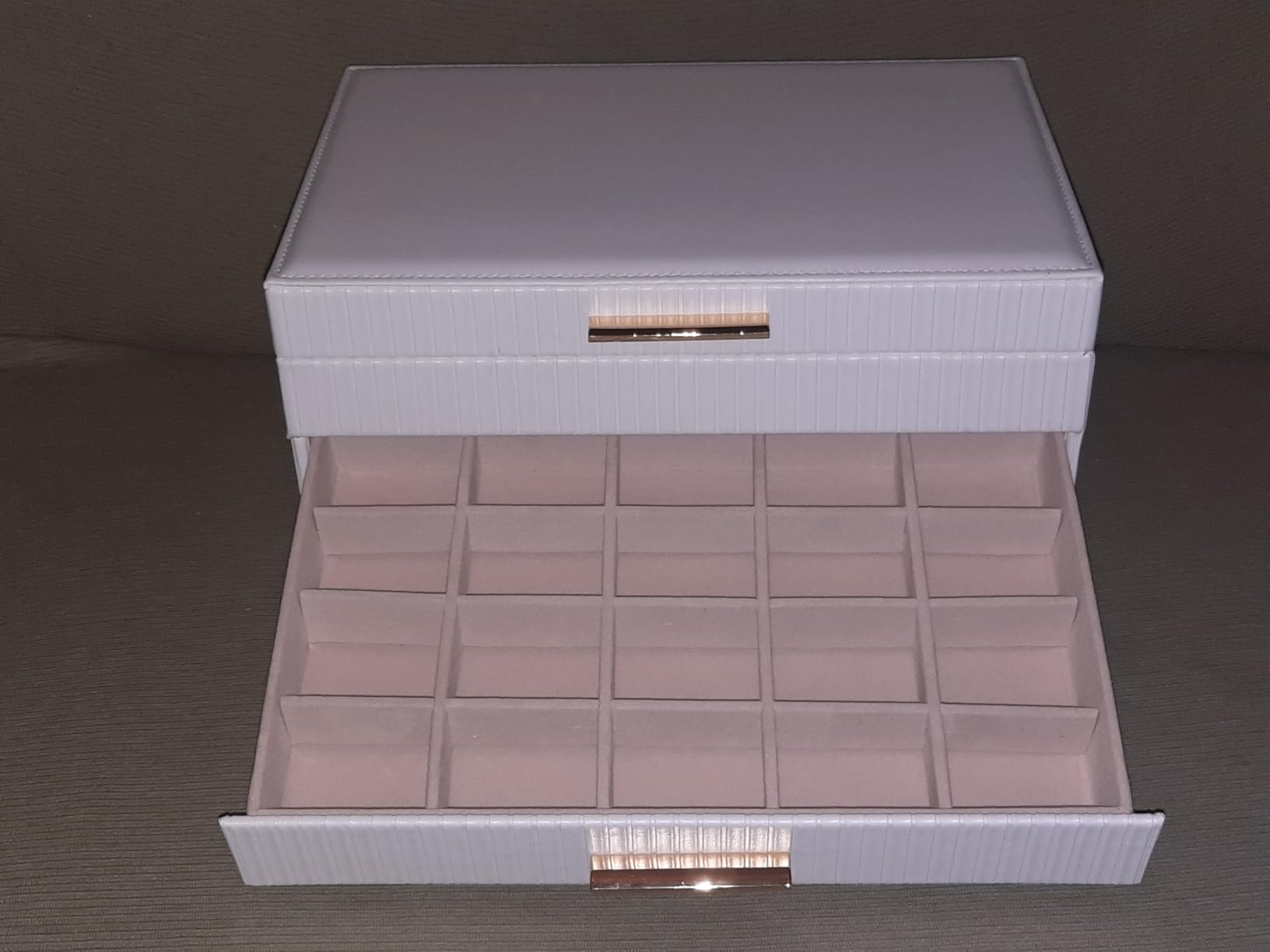 Dajasan Large Jewelry Box Schmuckkästchen Weiß 3 Ebenen Leder