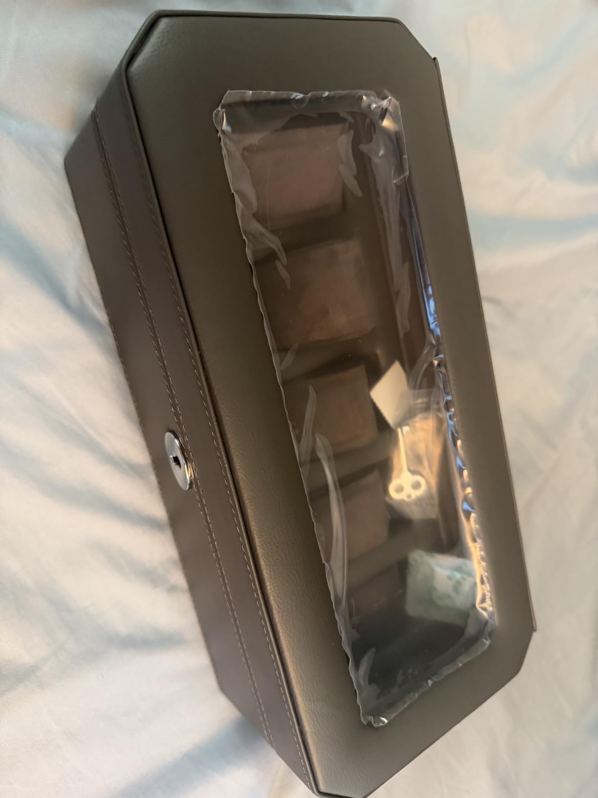 KAMIER Watch Boxes Uhrenbox 5 Fächer Schwarz PU-Leder Schloss