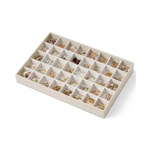 VLANDO Everyday Keepsake Stapelbares Schmucktablett Set Latte Beige Samt
