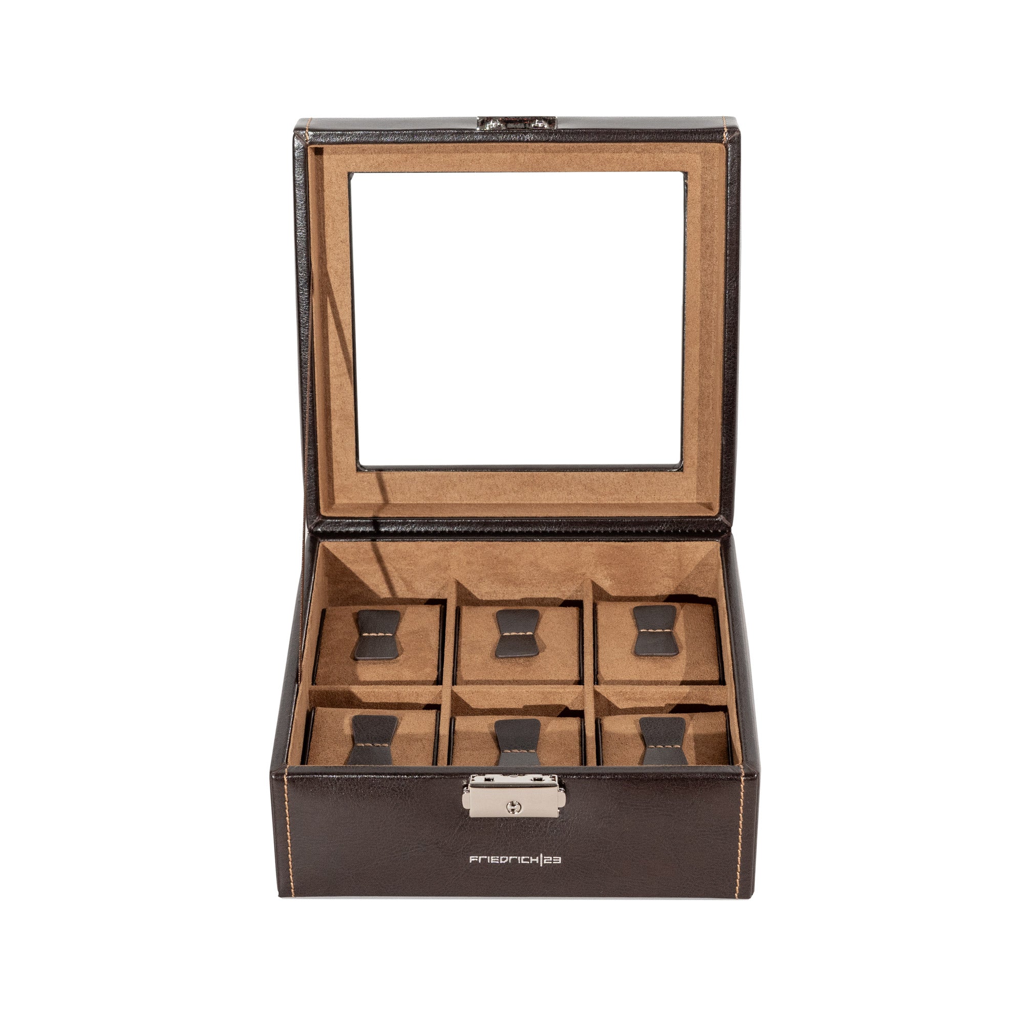 Friedrich 23 Bond Uhrenbox 6 Uhren Braun Kunstleder