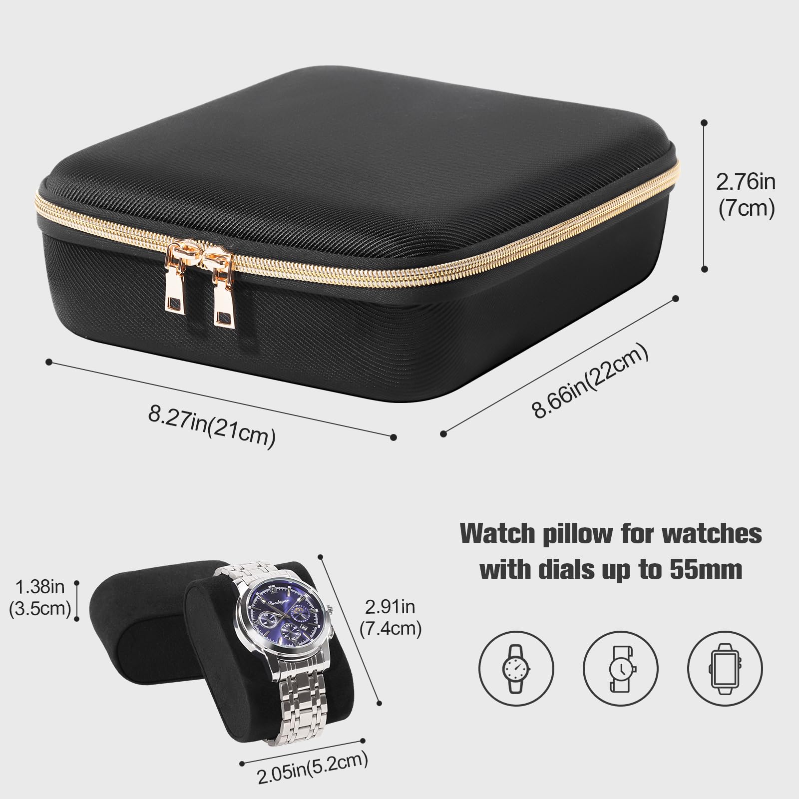 Lolalet Watch Box Uhrenbox 4 Slots Reise Hartschale