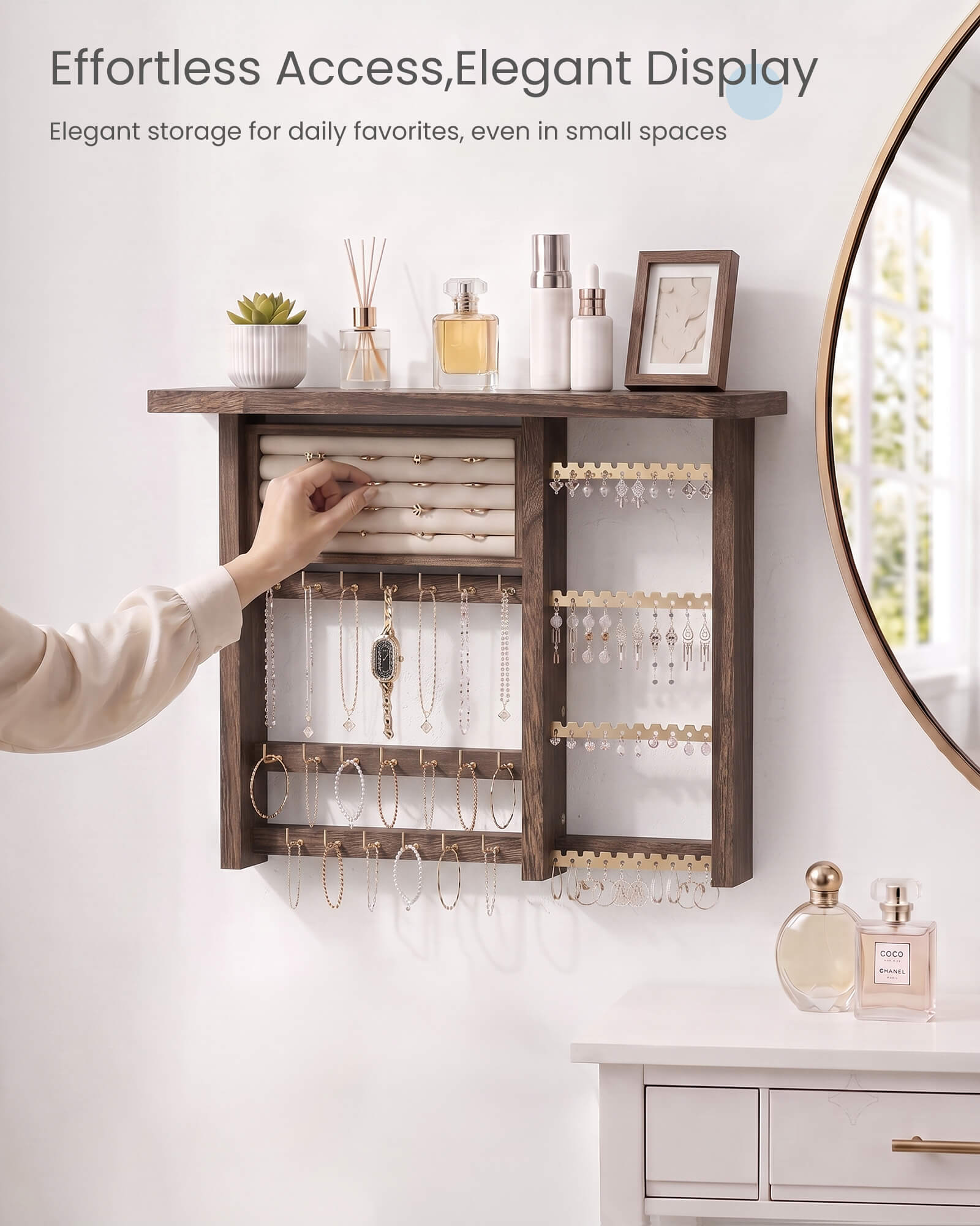 Lolalet Wall Mount Schmuckschrank Wand braun Holz 4 in 1