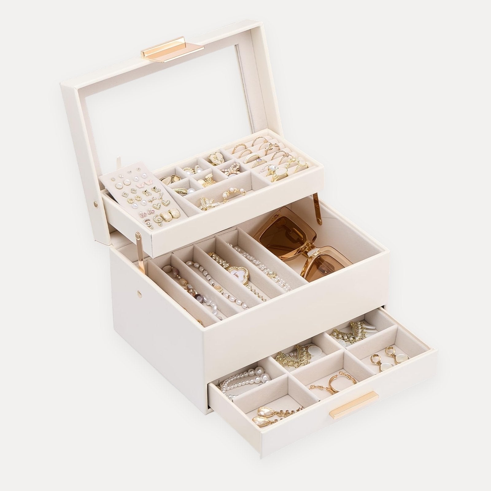 Lolalet Jewelry Box Schmuckkästchen Pink 3 Lagen Glasdeckel