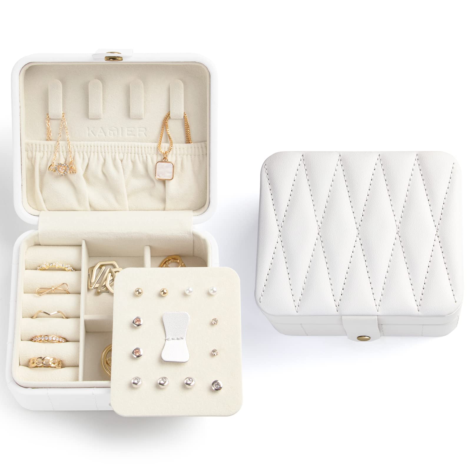 KAMIER Mini Jewelry Boxes Schmuckkästchen Weiß mit Spiegel