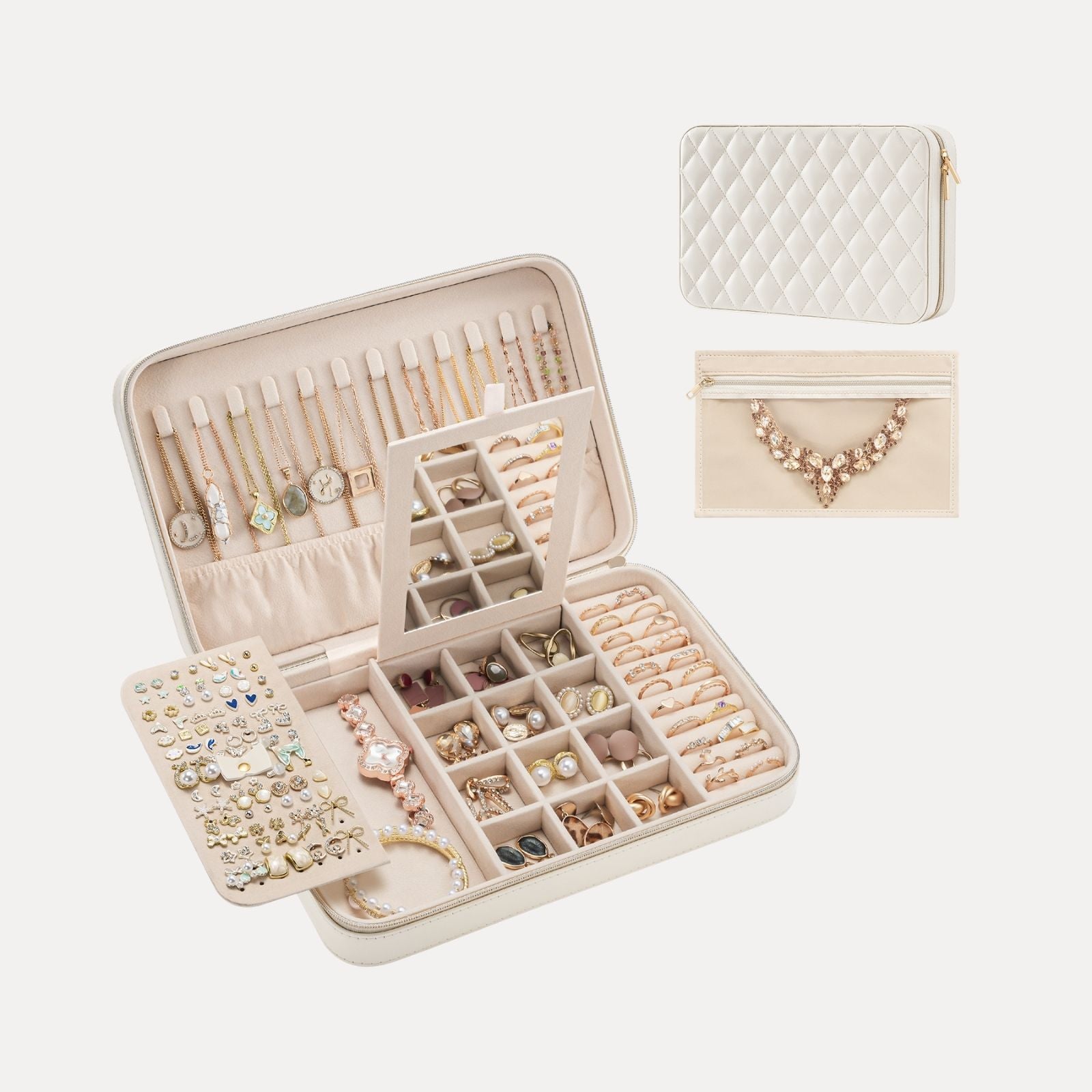 Lolalet Jewelry Box Reise-Schmuckkästchen Pink Large mit Spiegel