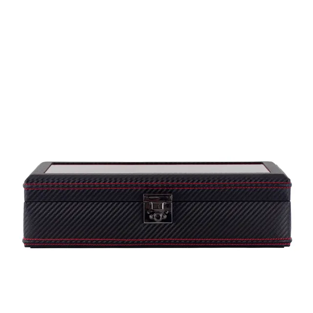 Friedrich 23 Carbon Uhrenbox 10 Uhren XXL Glasdeckel Schwarz