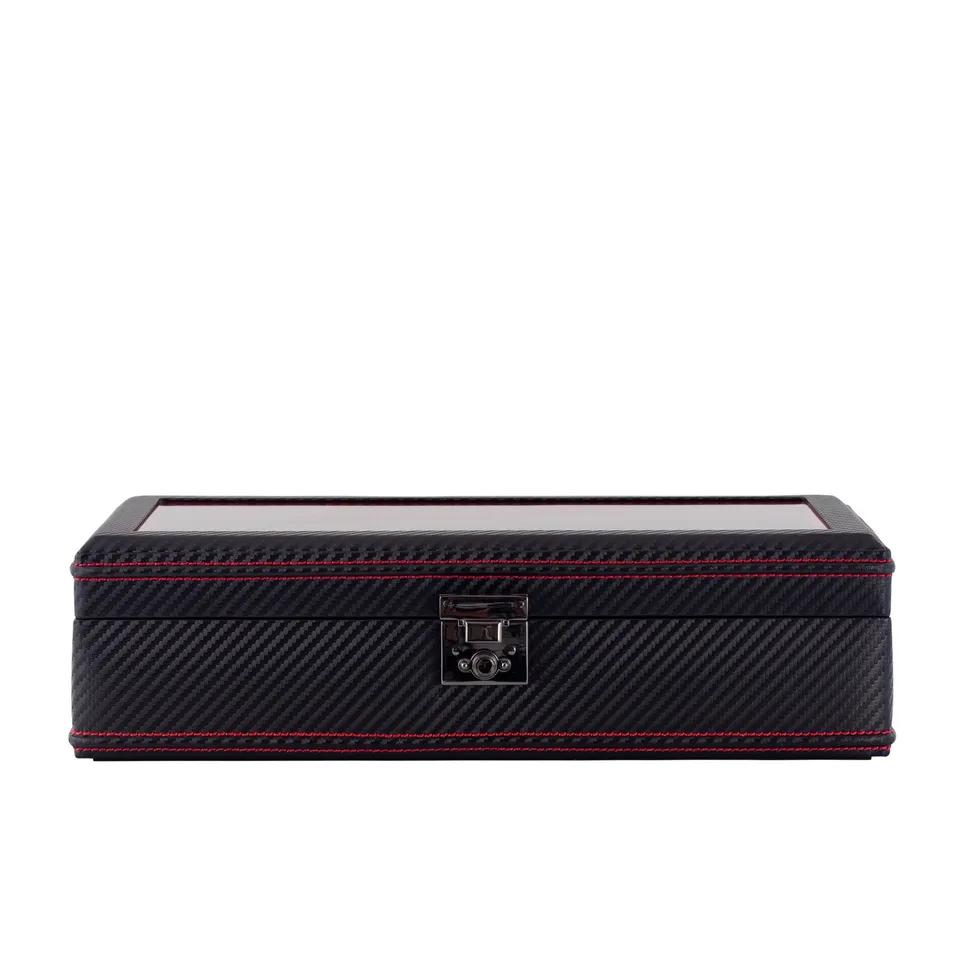 Friedrich 23 Carbon Uhrenbox 10 Uhren XXL Glasdeckel Schwarz