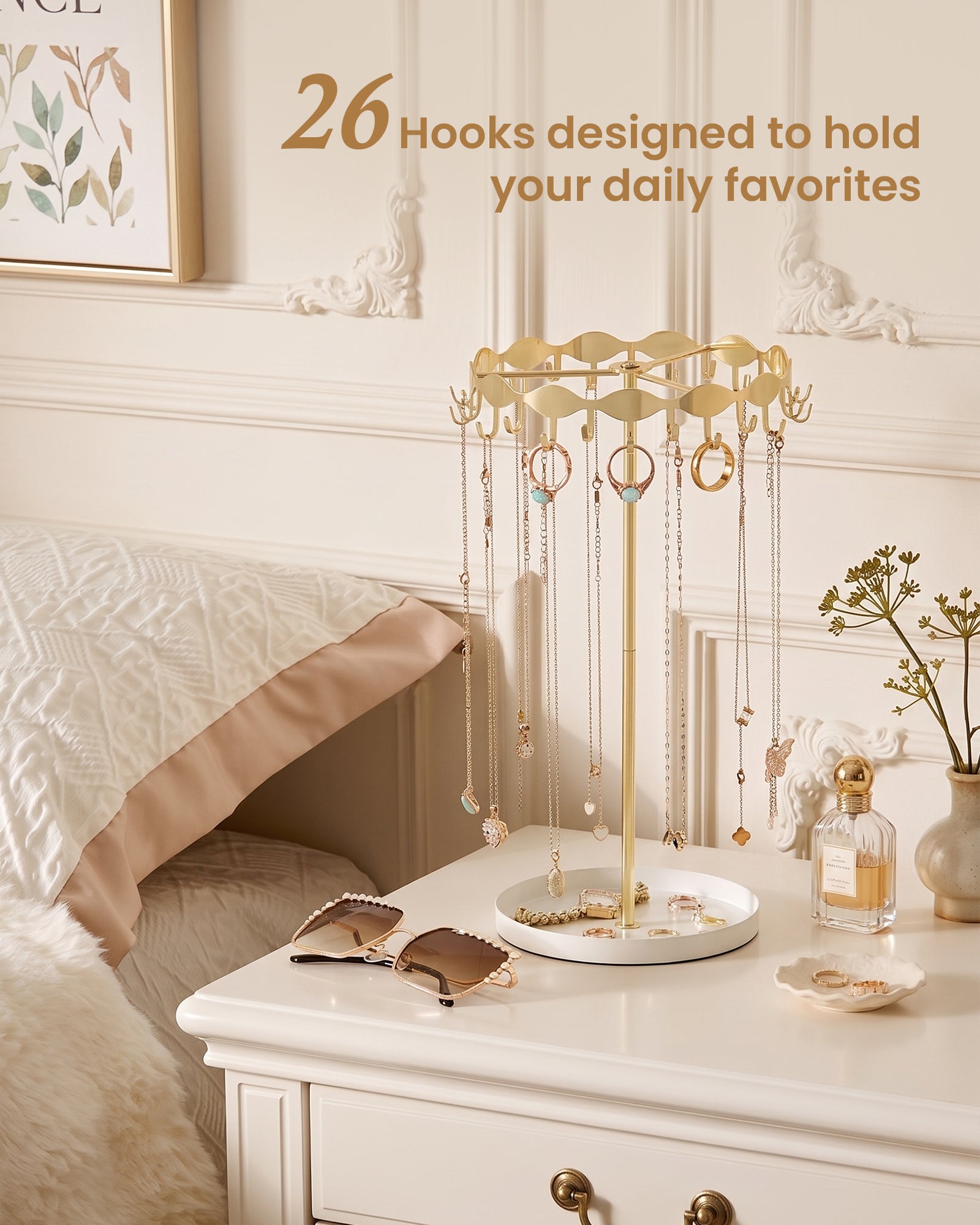 Lolalet Jewelry Stand Kettenständer Gold 26 Haken