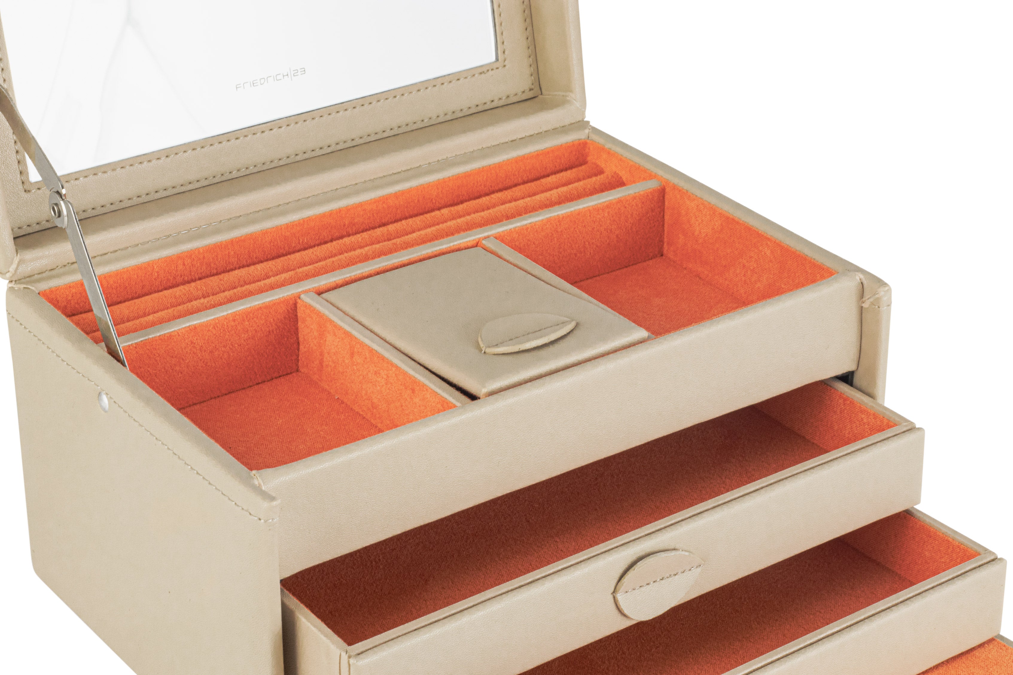 Friedrich 23 Boho Schmuckkasten Kunstleder Beige 21 cm
