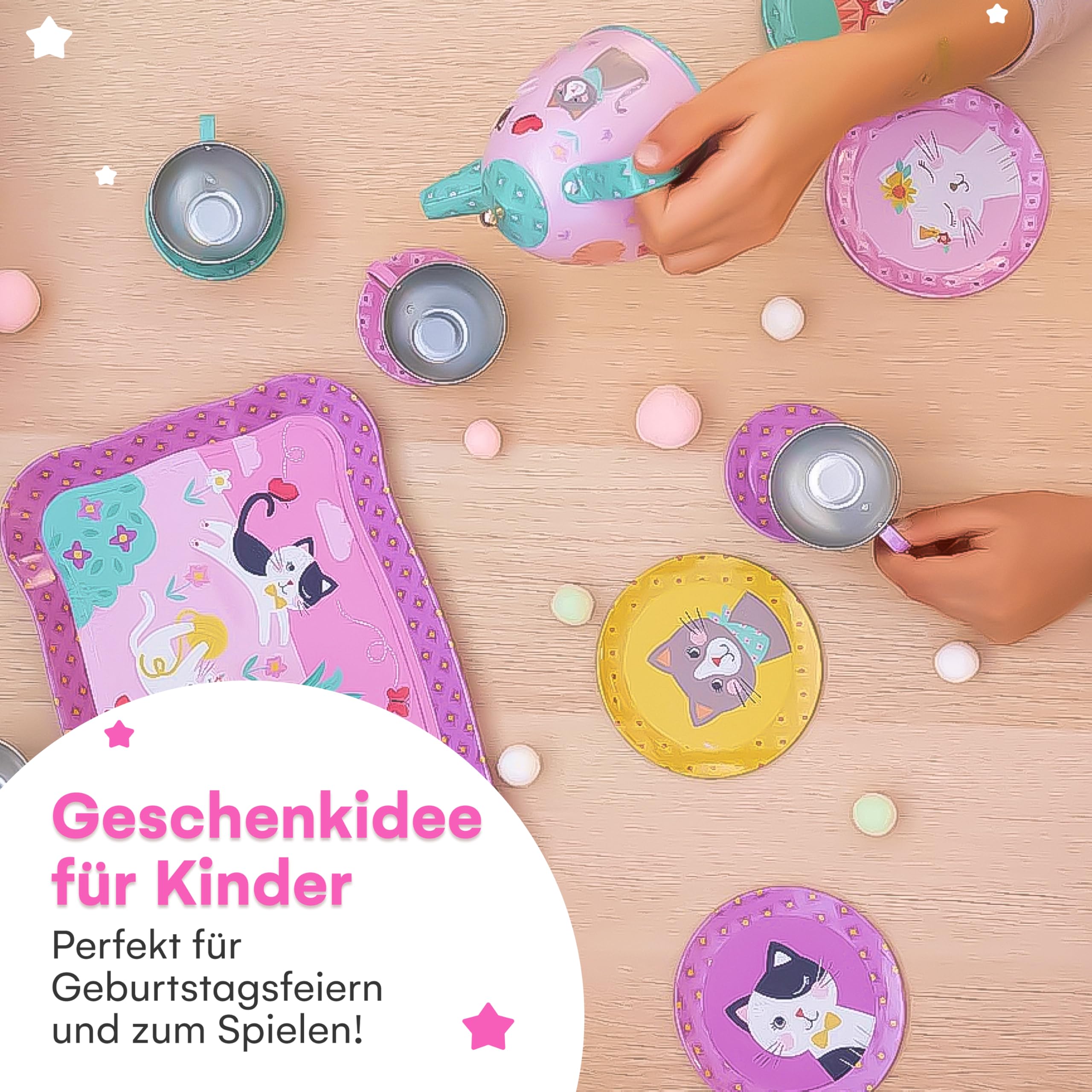 Jewelkeeper Tea Sets Teeservice Katze 15-teilig Zinn