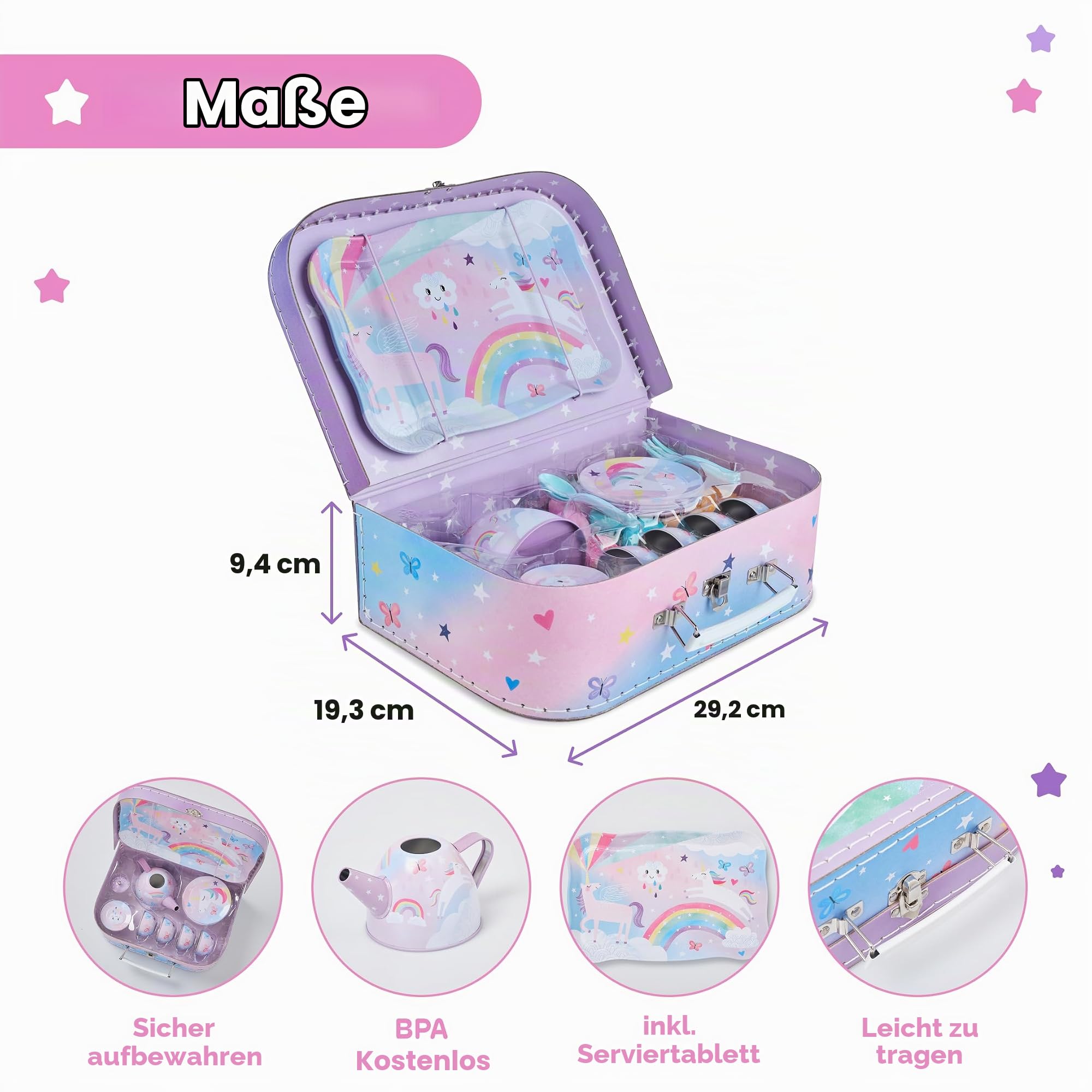 Jewelkeeper Tea Sets Teeservice Zinn 15tlg Zuckerwatte Einhorn