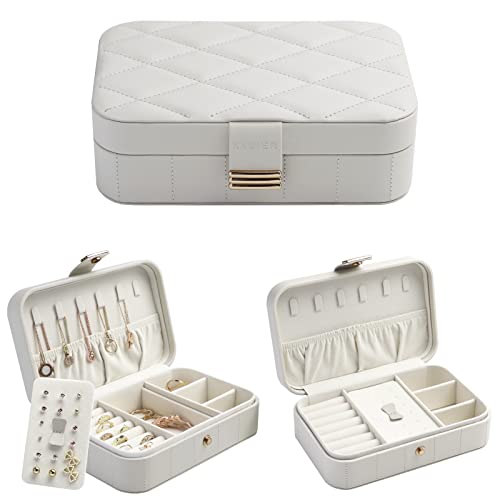KAMIER Mini Schmuckkästchen Reise Leder Samtauskleidung 20,6 cm