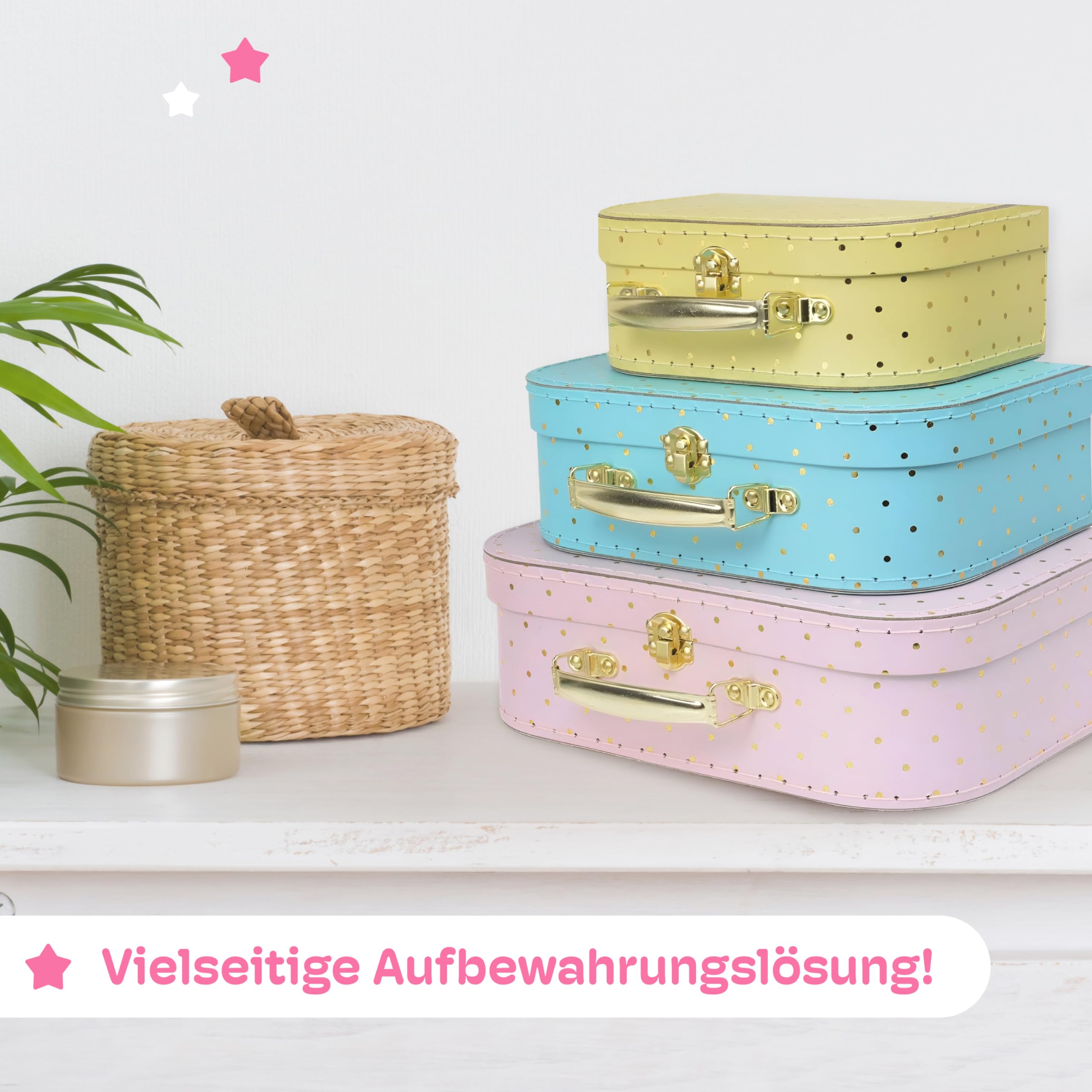 Jewelkeeper Storage Pappkoffer 3er-Set Gold Aufbewahrungsbox