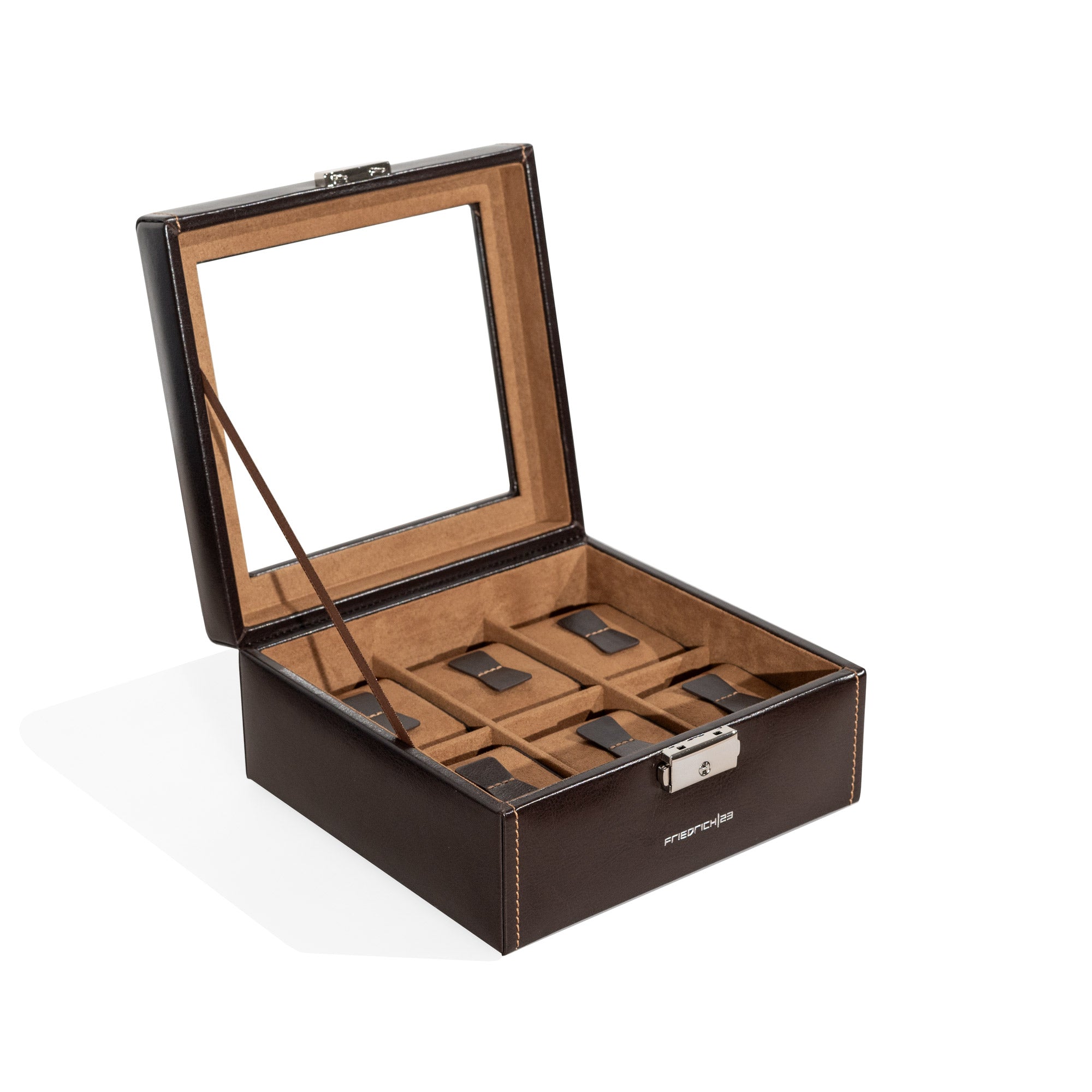 Friedrich 23 Bond Uhrenbox 6 Uhren Braun Kunstleder