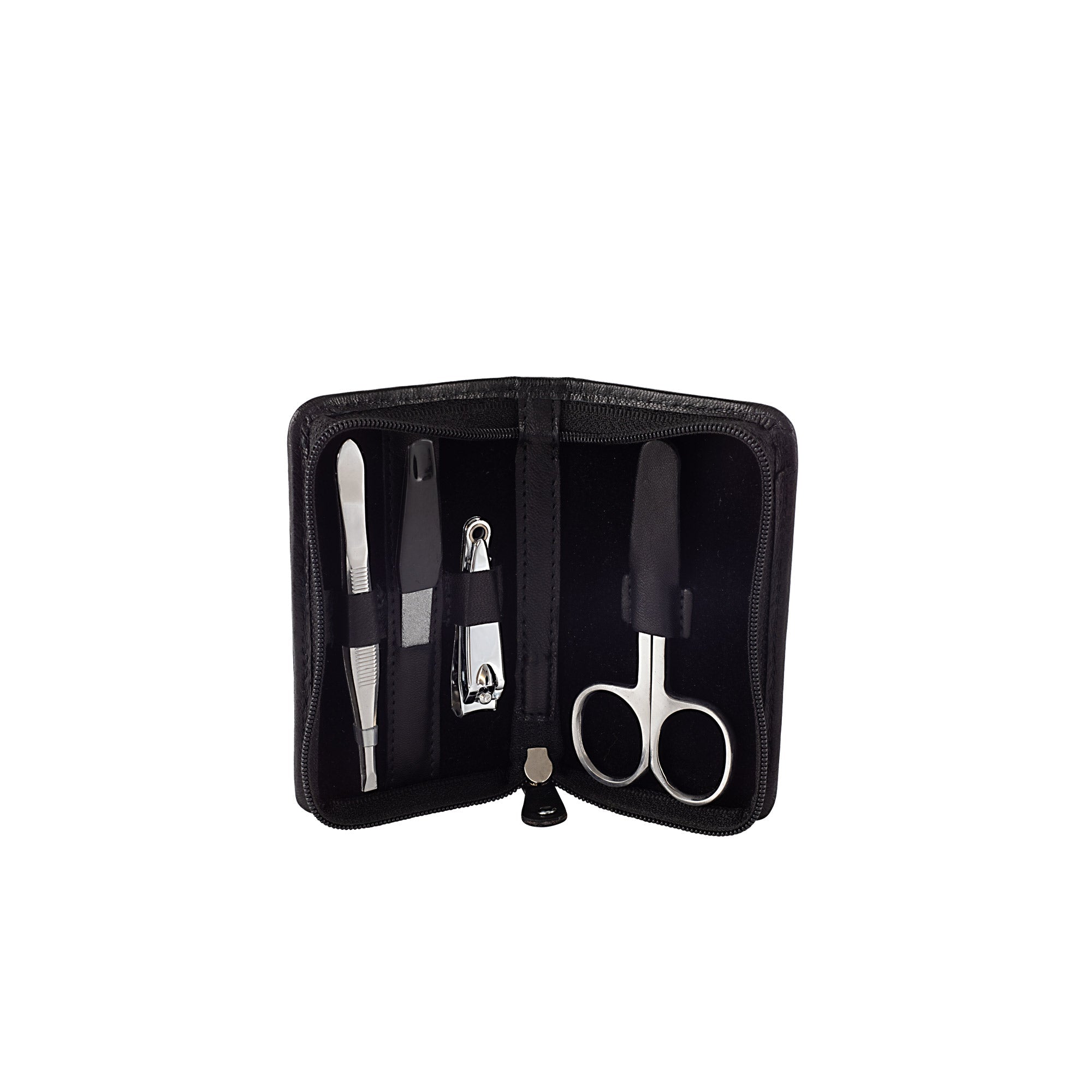 Friedrich 23 Sienna Maniküre-Set Echtleder Schwarz 4-teilig