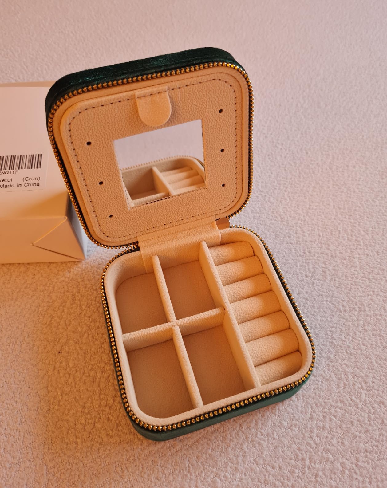 Dajasan Small Jewelry Box Schmuckbox Blau Samt Spiegel