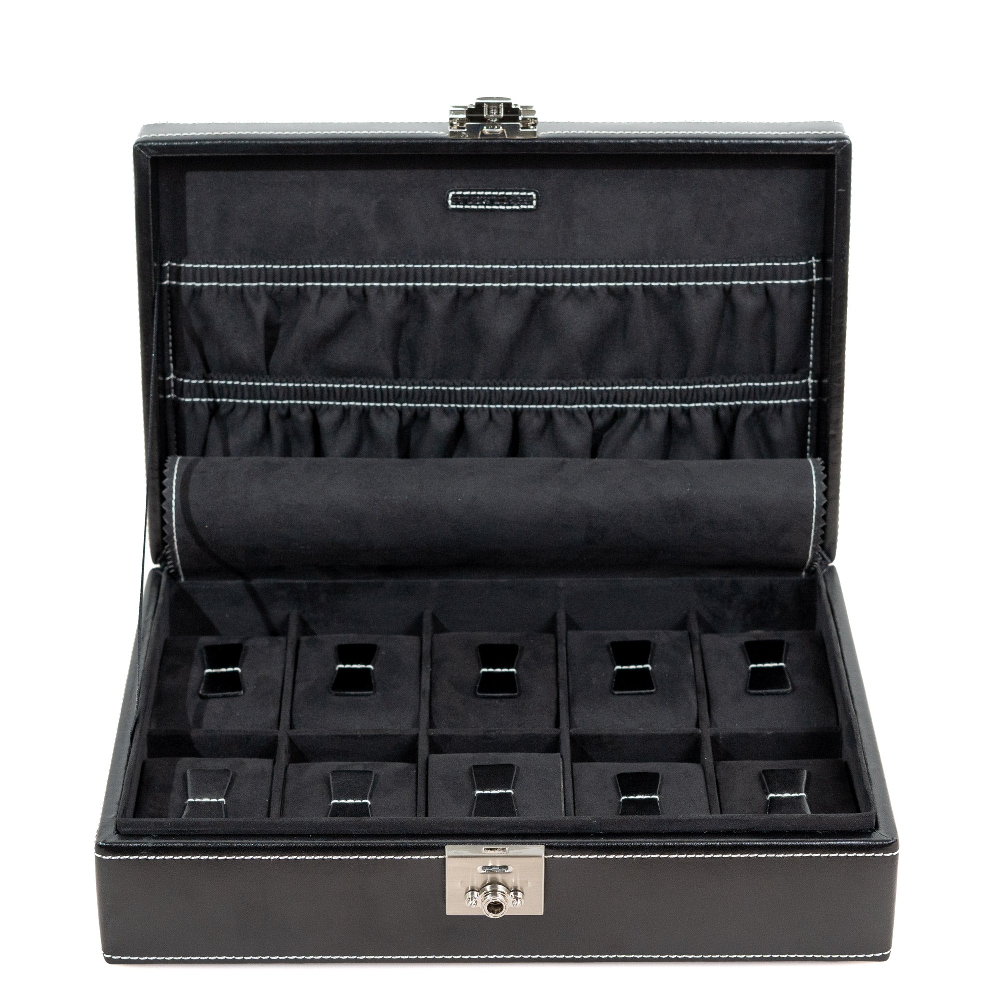 Friedrich 23 London Uhrenbox 10 Uhren Leder Schwarz abschließbar