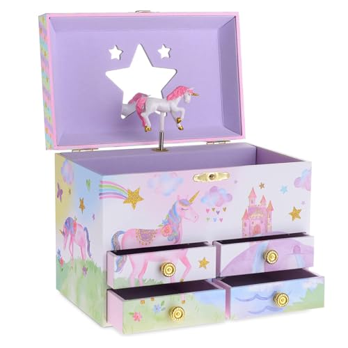 Jewelkeeper Unicorn Schmuckkästchen Glitzer Regenbogeneinhorn Spieluhr