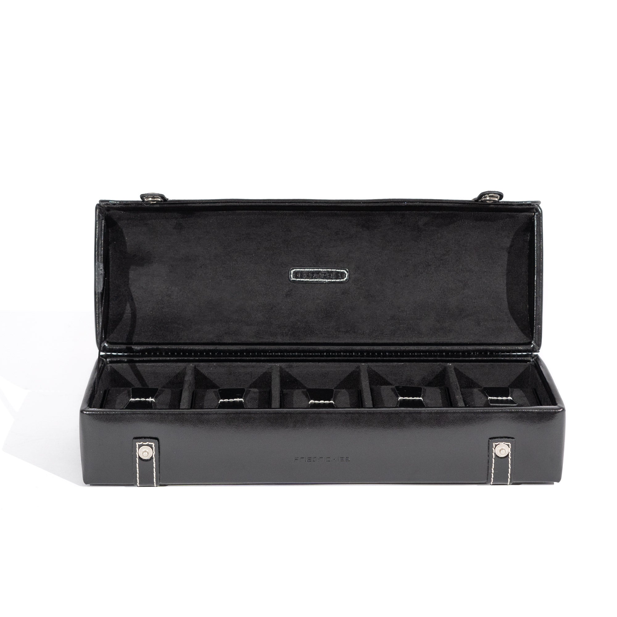 Friedrich 23 London Uhrenbox Leder Schwarz für 5 Uhren