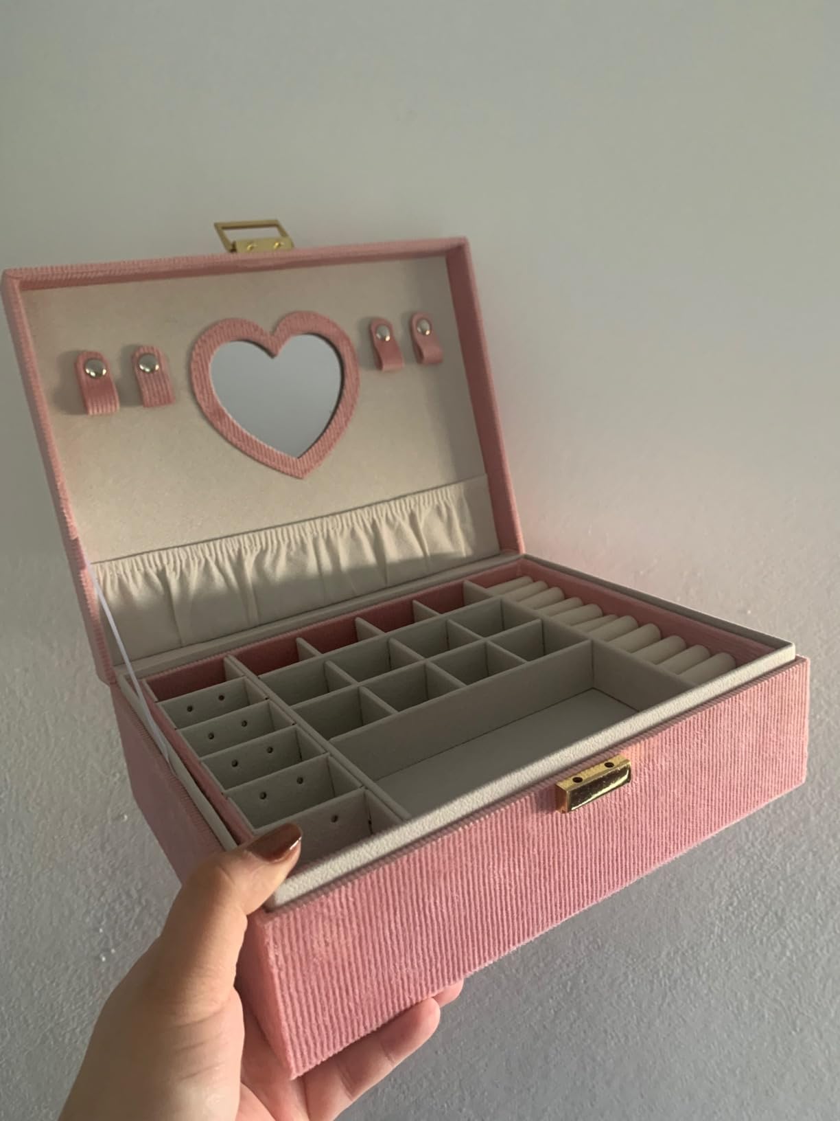 Dajasan Small Jewelry Box Schmuckkästchen Rosa 2 Etagen