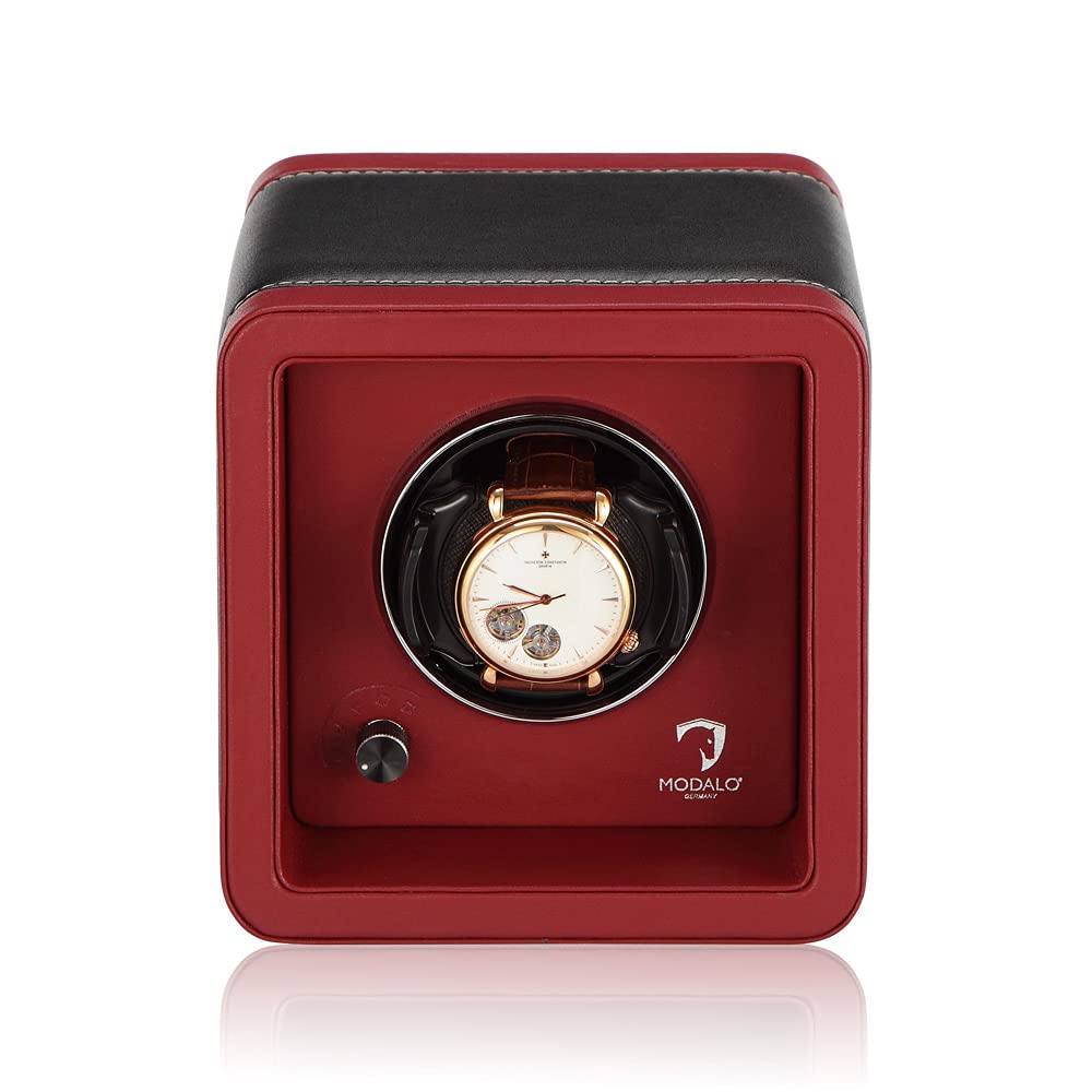 Modalo Saturn MV4 Uhrenbeweger 1 Uhr Rotes Leder Touch