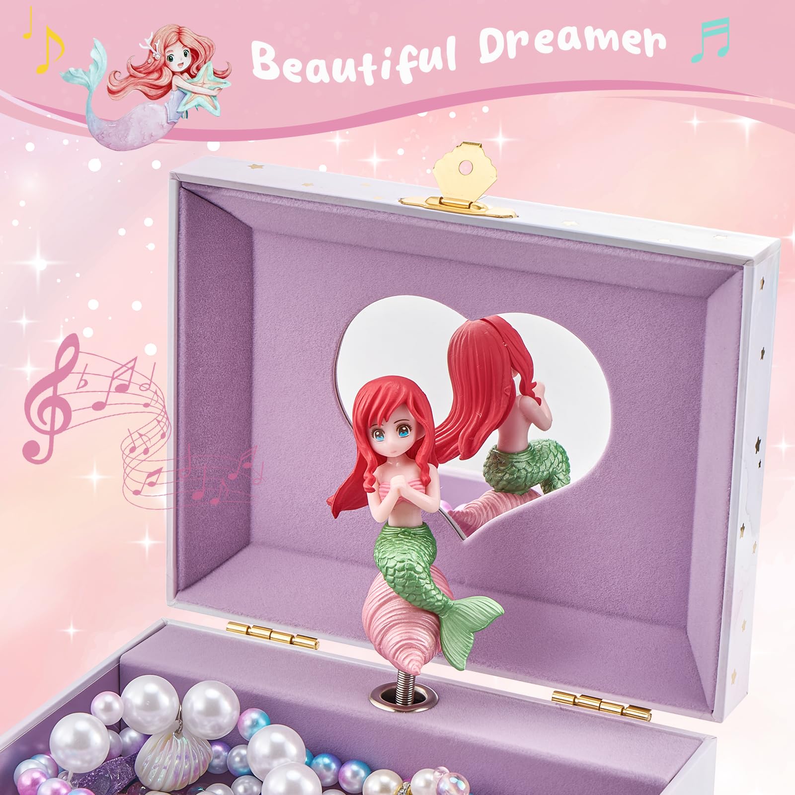 Lolalet Jewelry Box Schmuckkästchen Einhorn mit Schmuck Musik