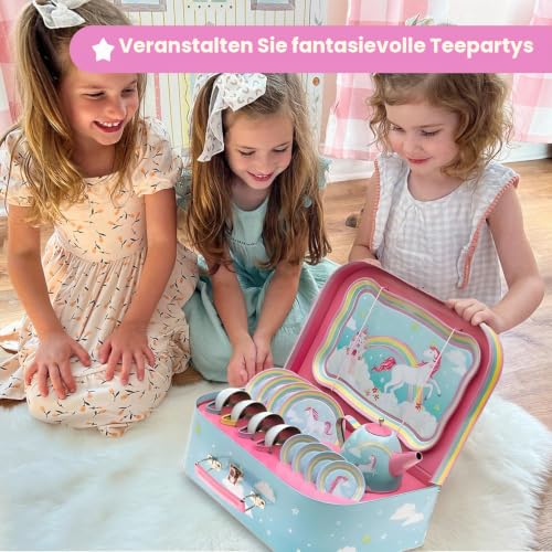 Jewelkeeper Tea Sets Teeservice Zinn 15-teilig Regenbogen Einhorn