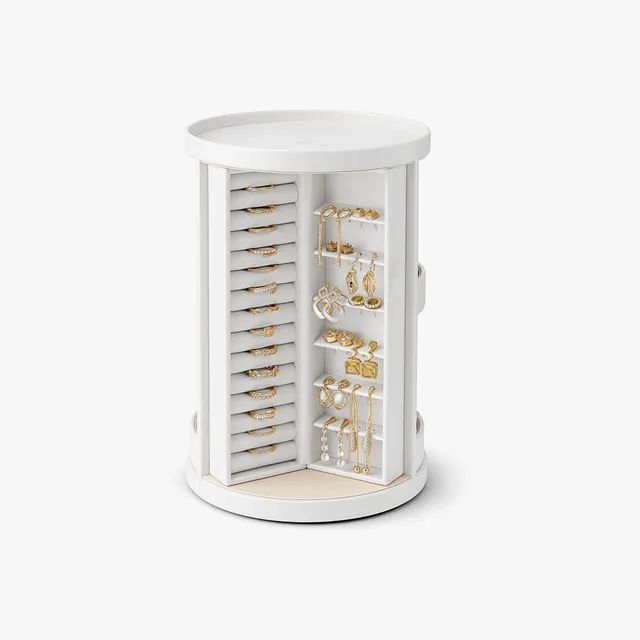 VLANDO Quiet Luxe Schmuckkästchen 360° drehbar 5 Schubladen Glas
