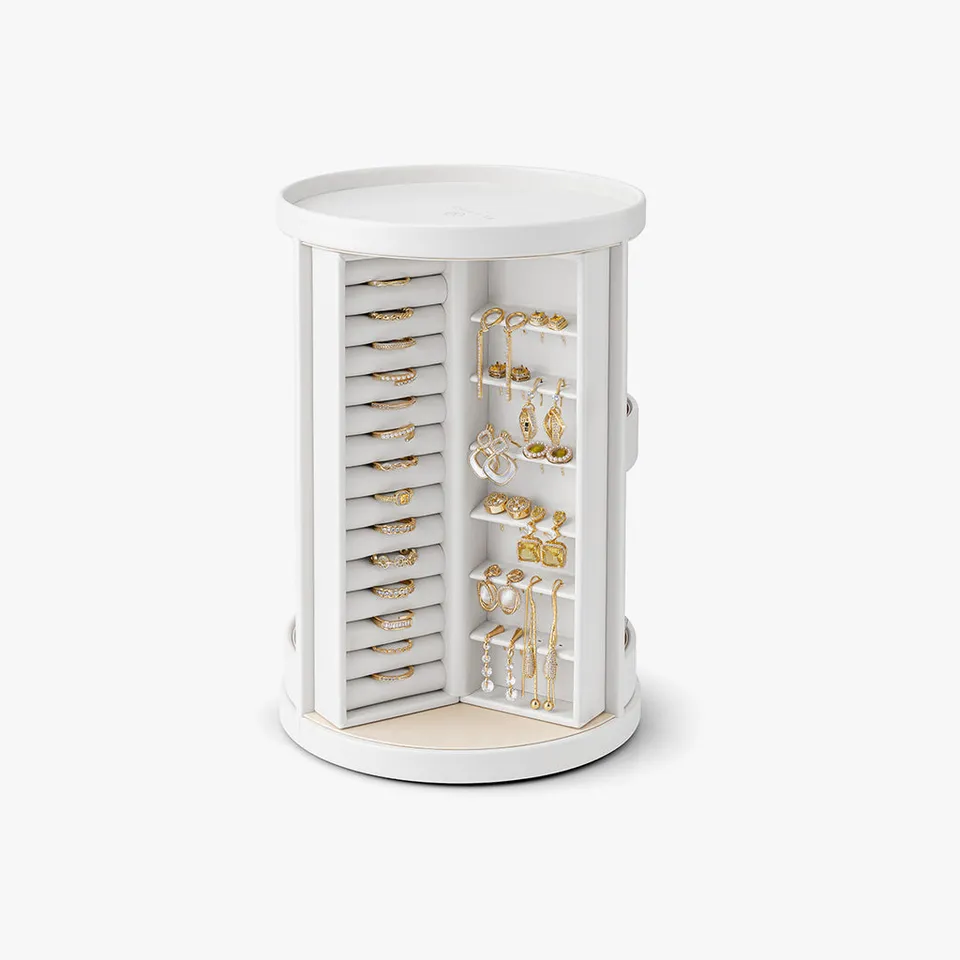VLANDO Quiet Luxe Schmuckkästchen 360° drehbar 5 Schubladen Glas