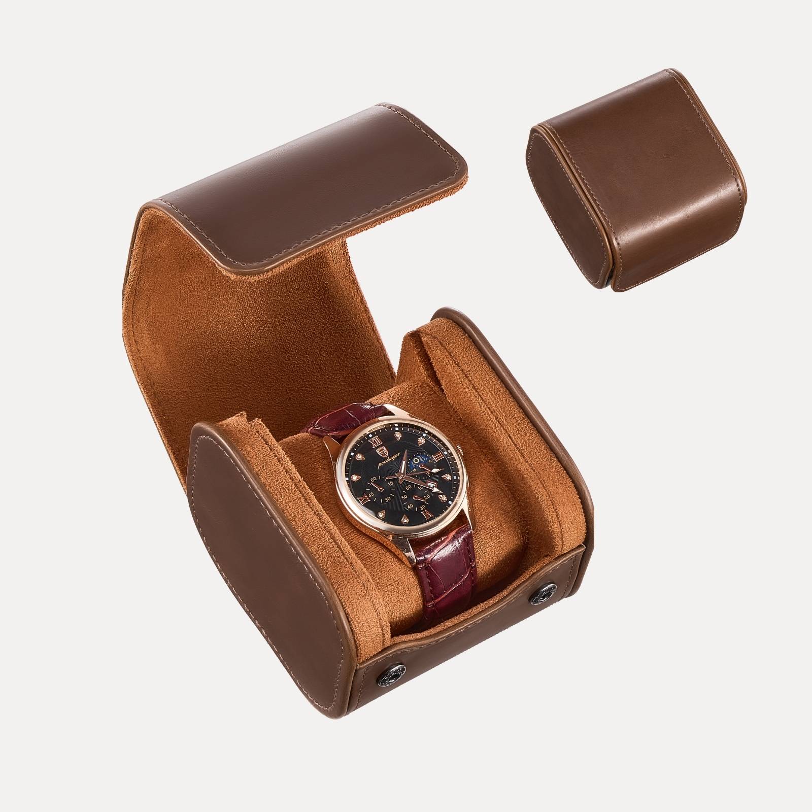Lolalet Watch Box Uhrenrolle Schwarz 1 Fach Kunstleder 60 mm