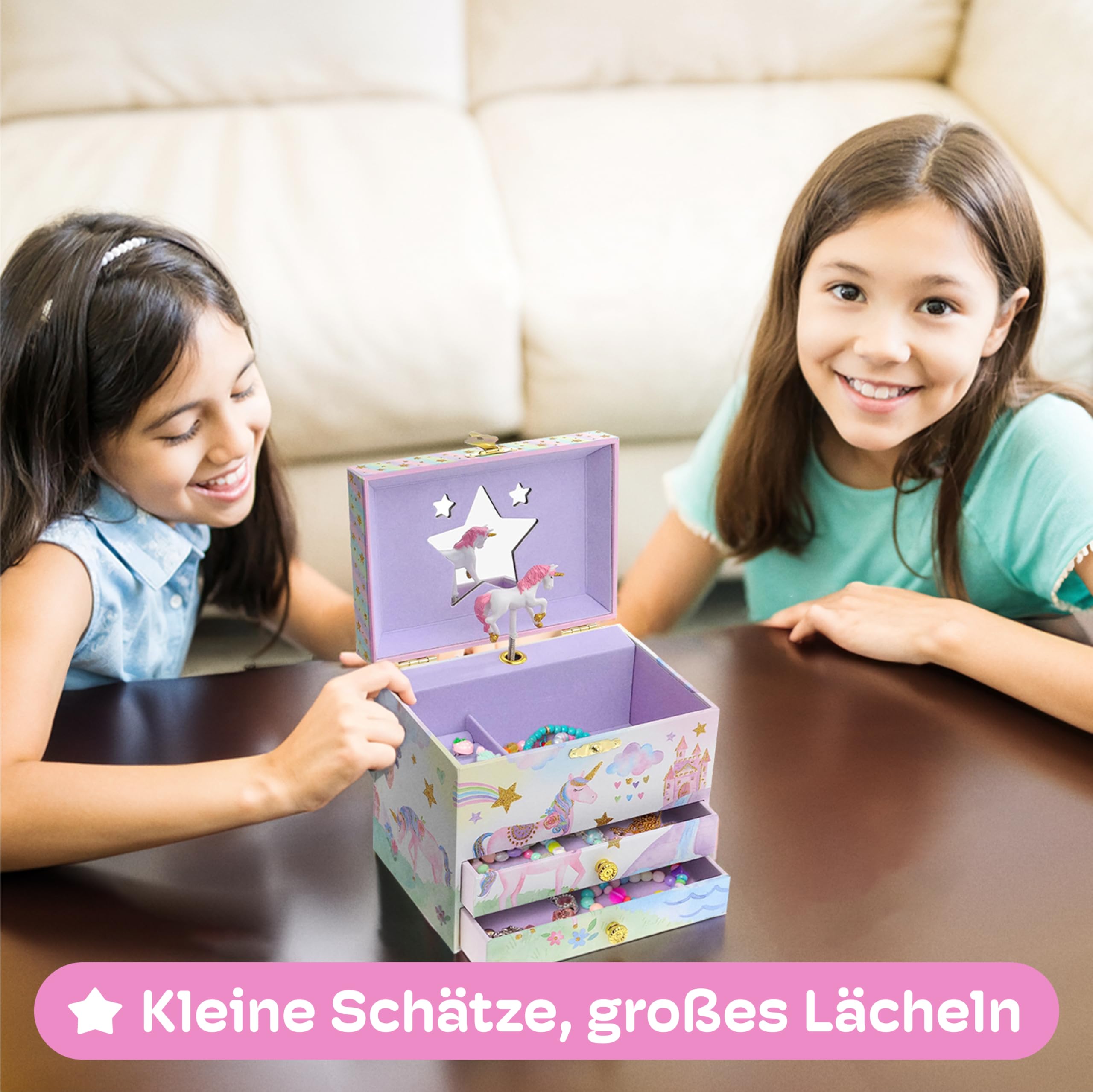 Jewelkeeper Unicorn Schmuckkästchen Glitzer 2 Laden Dreamer-Melodie