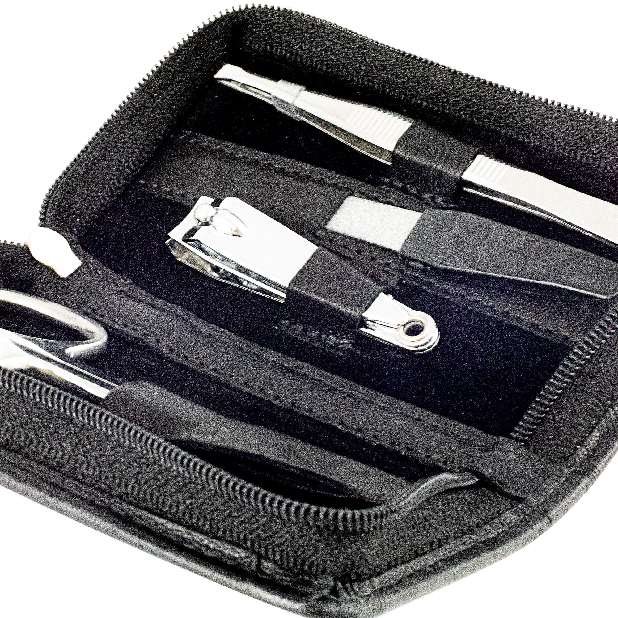 Friedrich 23 Sienna Maniküre-Set Echtleder Schwarz 4-teilig