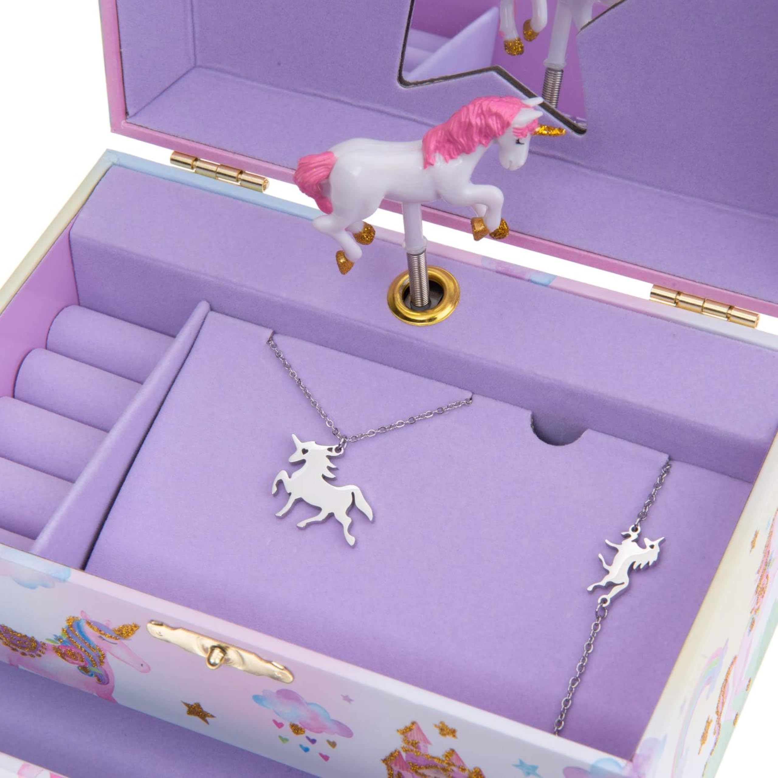 Jewelkeeper Einhorn Schmuckkästchen Rosa Spieluhr Holz
