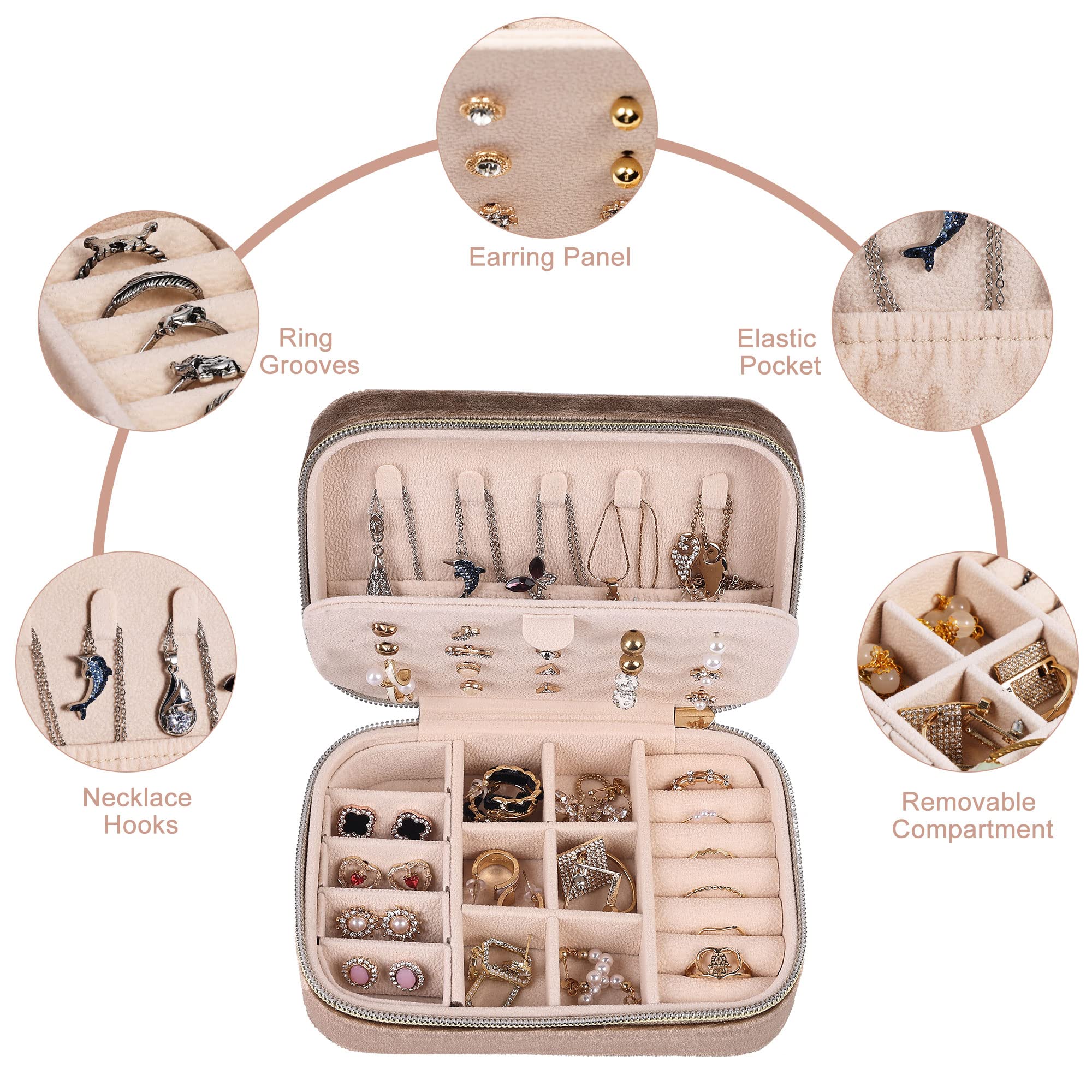 Dajasan Small Jewelry Box Schmuckbox Khaki aus Samt