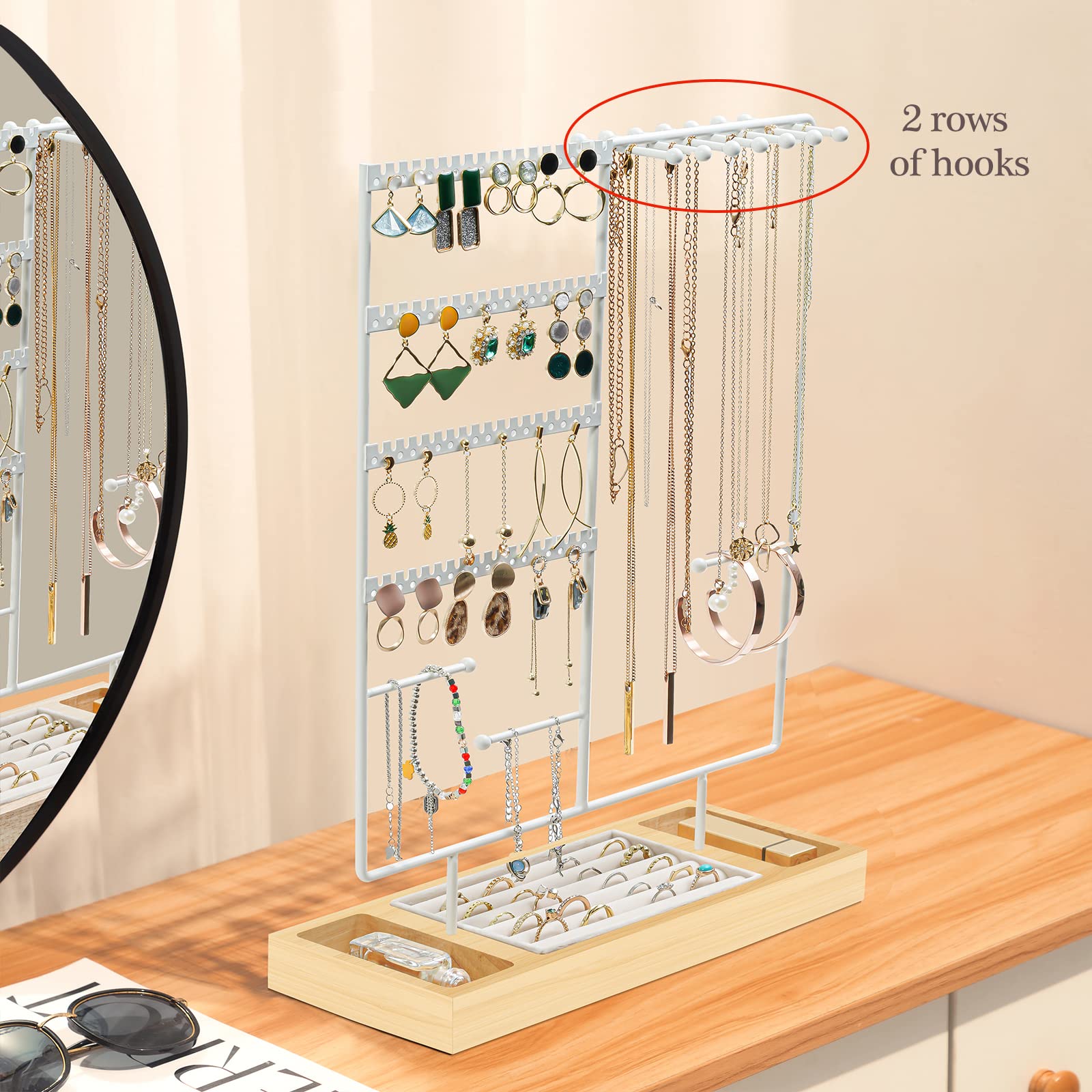 Lolalet Jewelry Stand Ohrringbaum Weiß Holz 144 Löcher