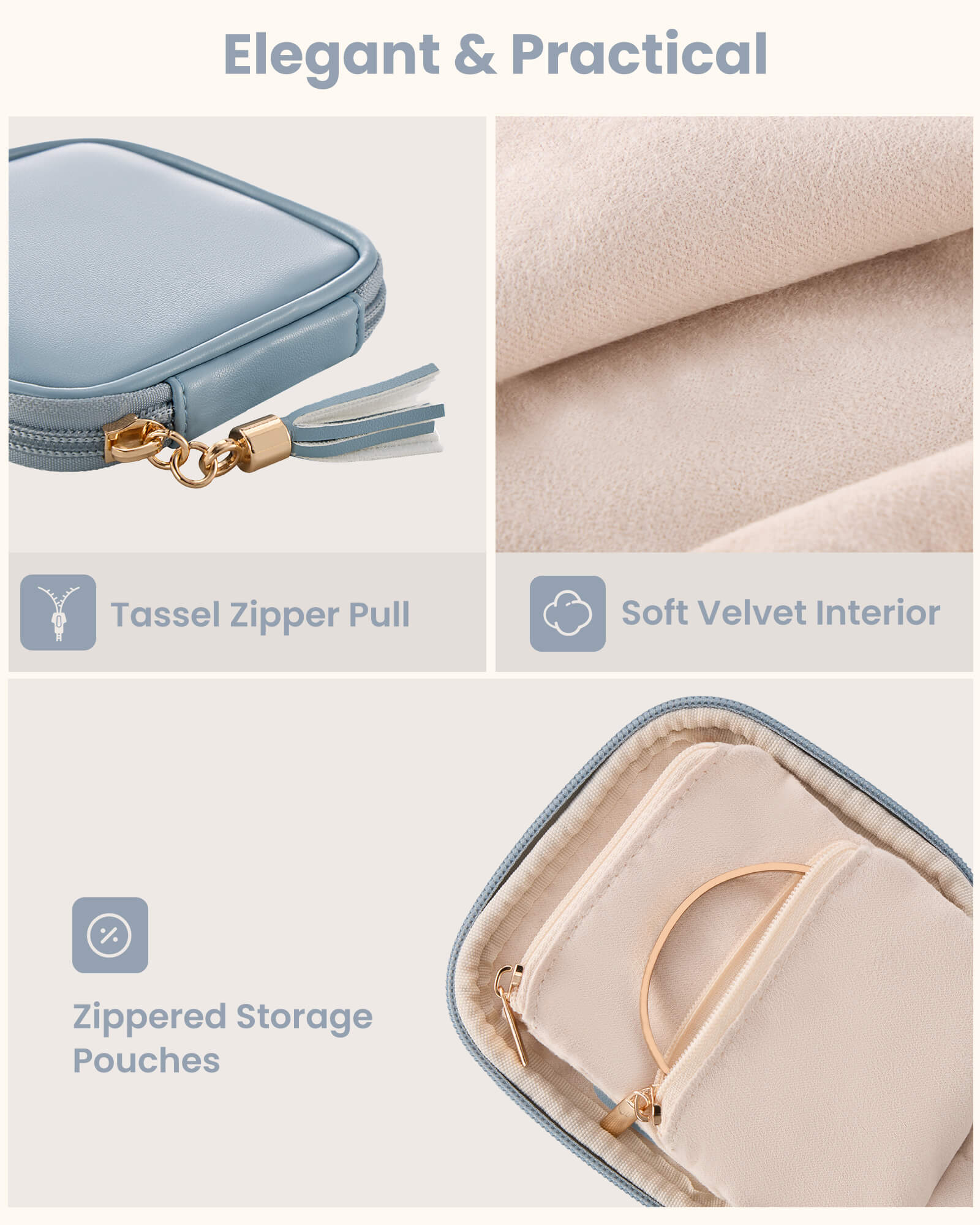 Lolalet Jewelry Box Schmucketui Blau Reise Reissverschluss