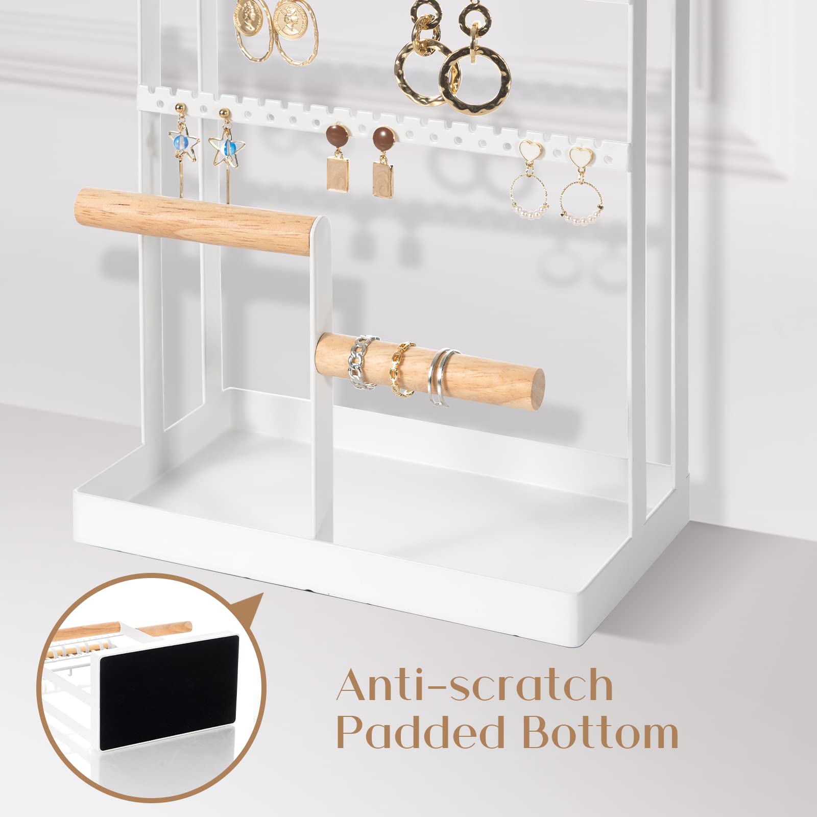 Lolalet Jewelry Stand Schmuckständer Metall weiß 6 Ebenen 15 Haken