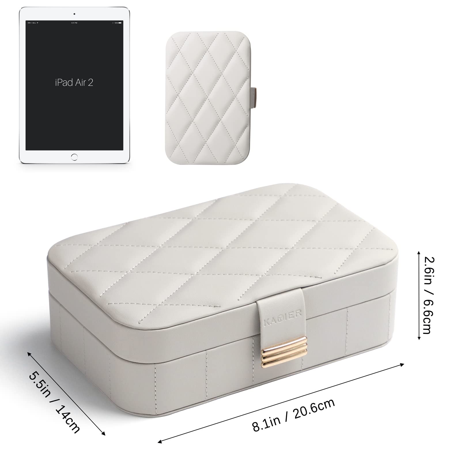 KAMIER Mini Schmuckkästchen Reise Leder Samtauskleidung 20,6 cm