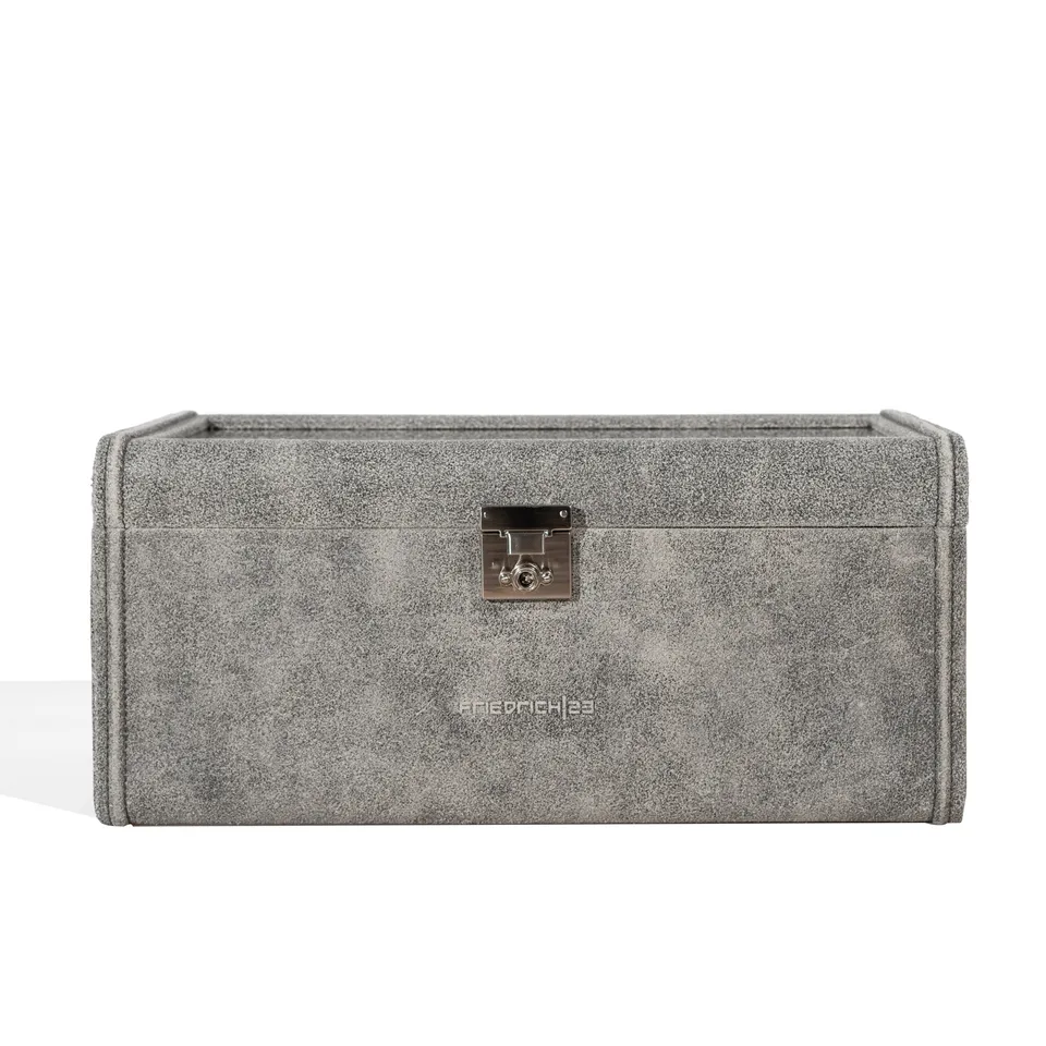 Friedrich 23 Cubano Uhrenbox 20 Uhren Grau Leder Glas