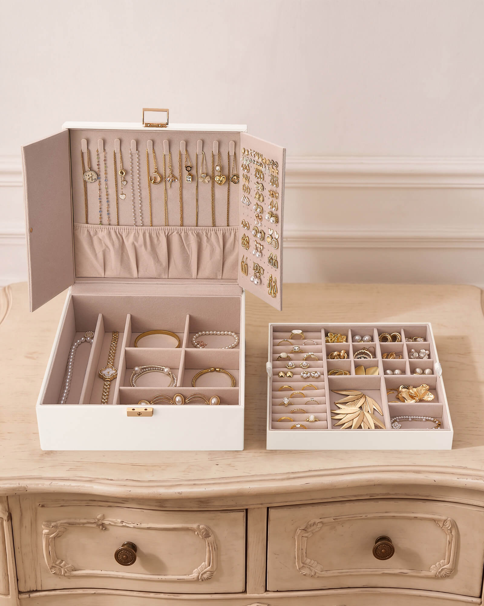 Lolalet Jewelry Box Schmuckkasten Weiß Spiegel Abschließbar