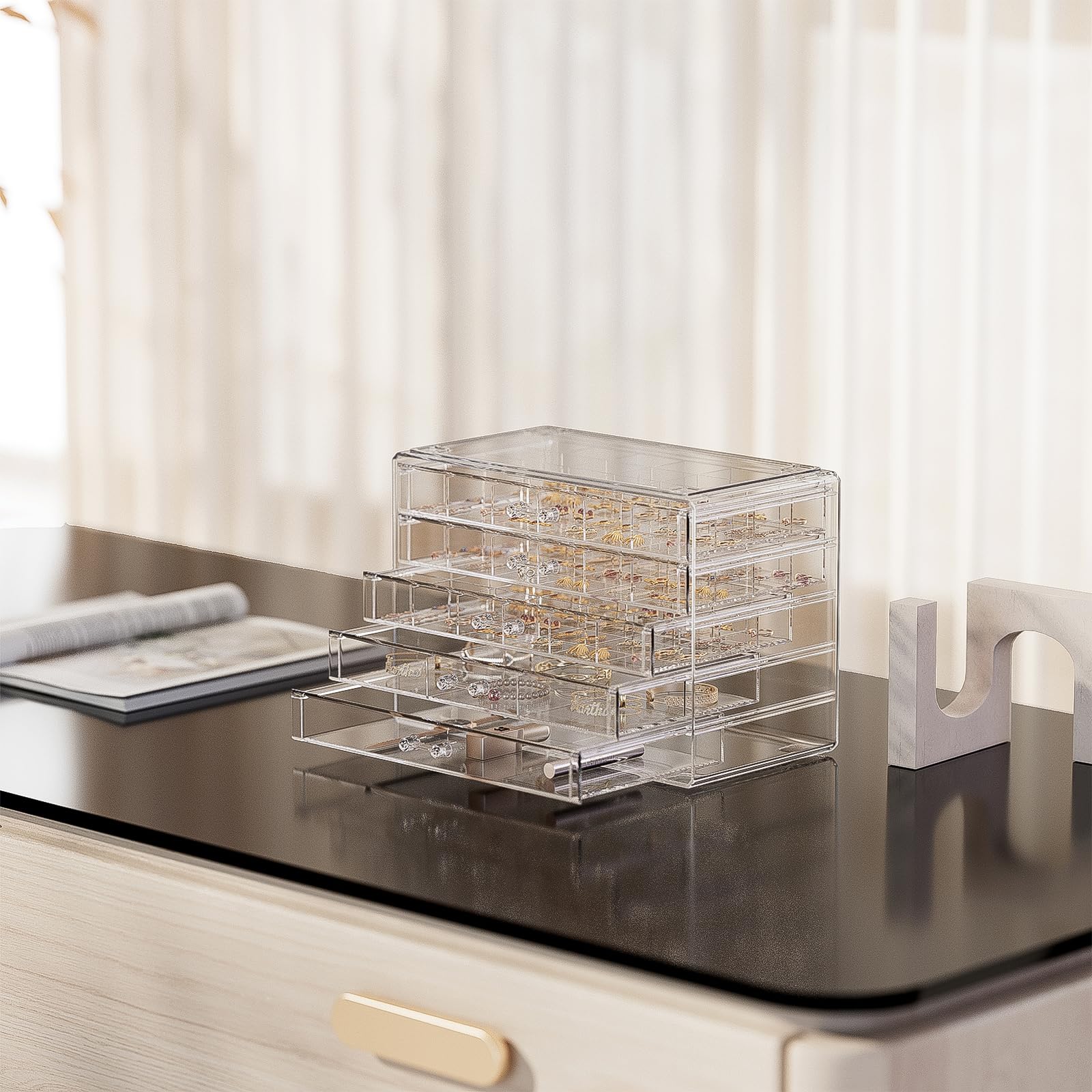 Lolalet Jewelry Box Schmuckkasten Acryl 5 Lagen transparent