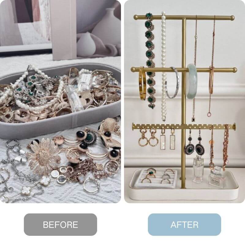 Lolalet Jewelry Stand Kettenständer Gold Samt Ringschale