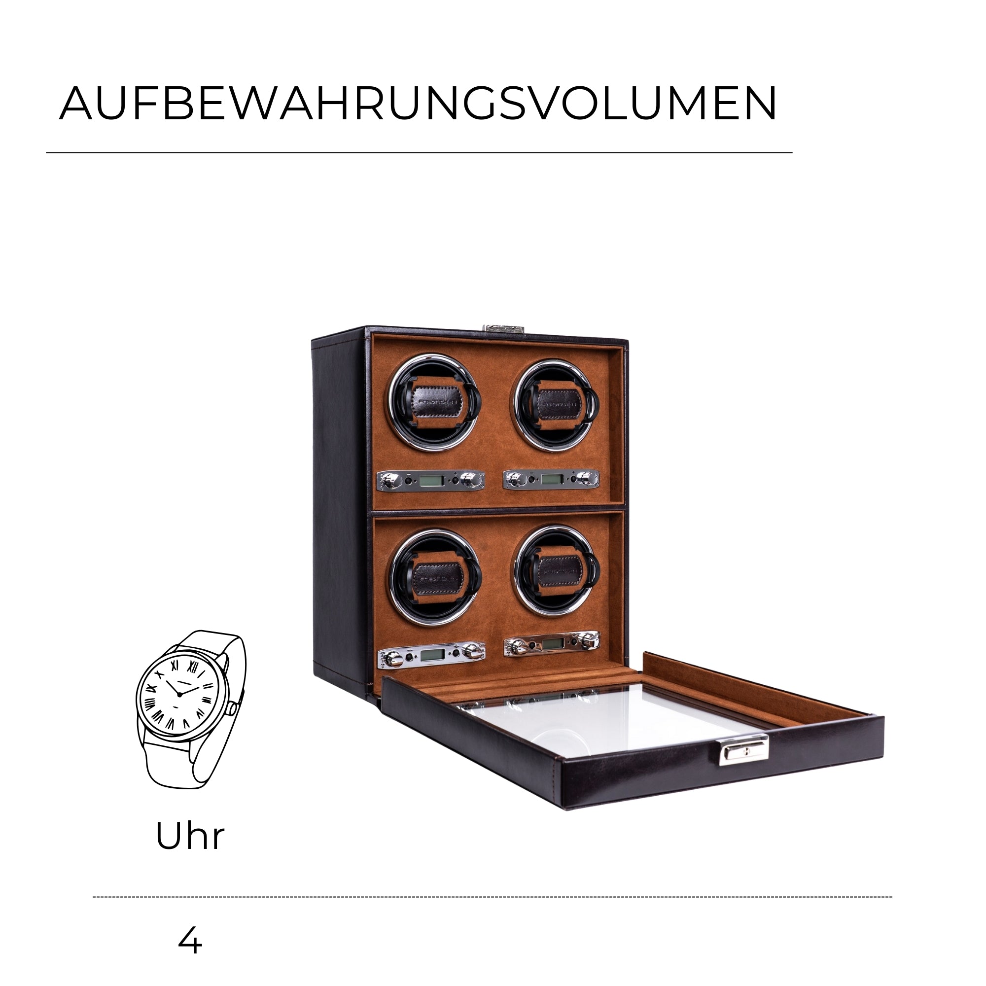 Friedrich 23 Bond Uhrenbeweger 4 Uhren Braun Kunstleder