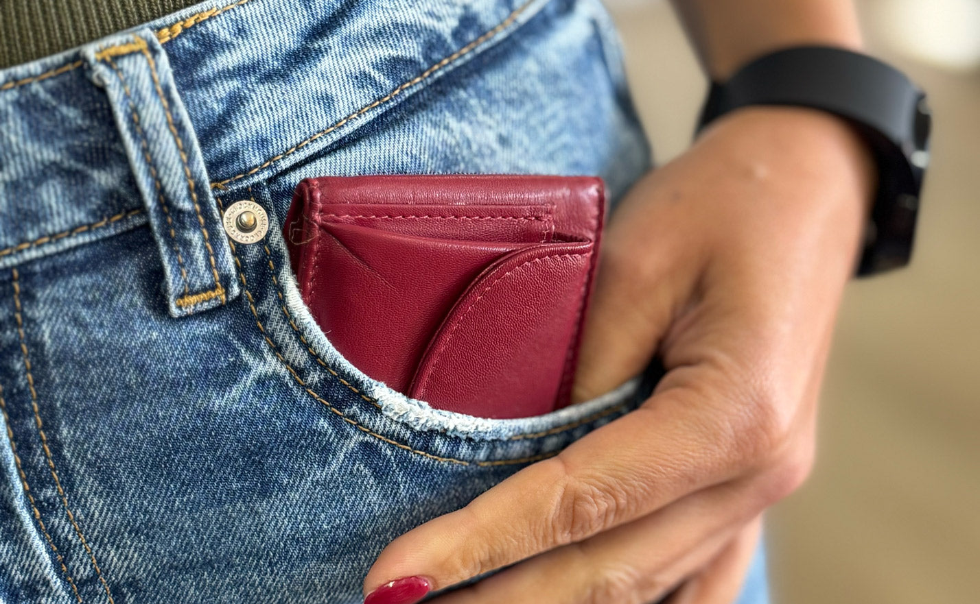 Friedrich 23 Cloe Mini Geldbörse Leder RFID Weinrot