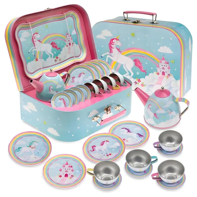 Jewelkeeper Tea Sets Teeservice Zinn 15-teilig Regenbogen Einhorn
