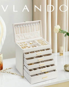 VLANDO Quiet Luxe 6-lagiger Schmuckkasten groß Samt